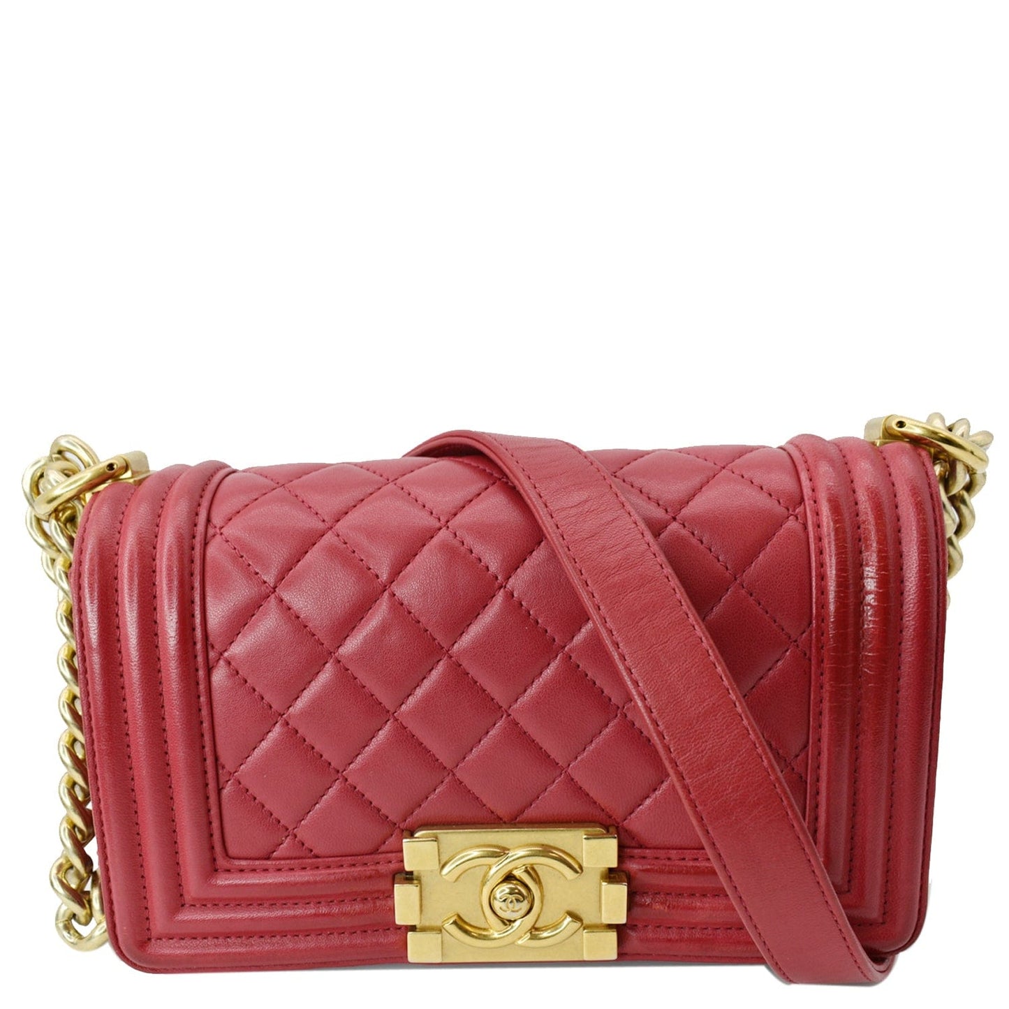 Chanel Le Boy Shoulder Bag Leather Red