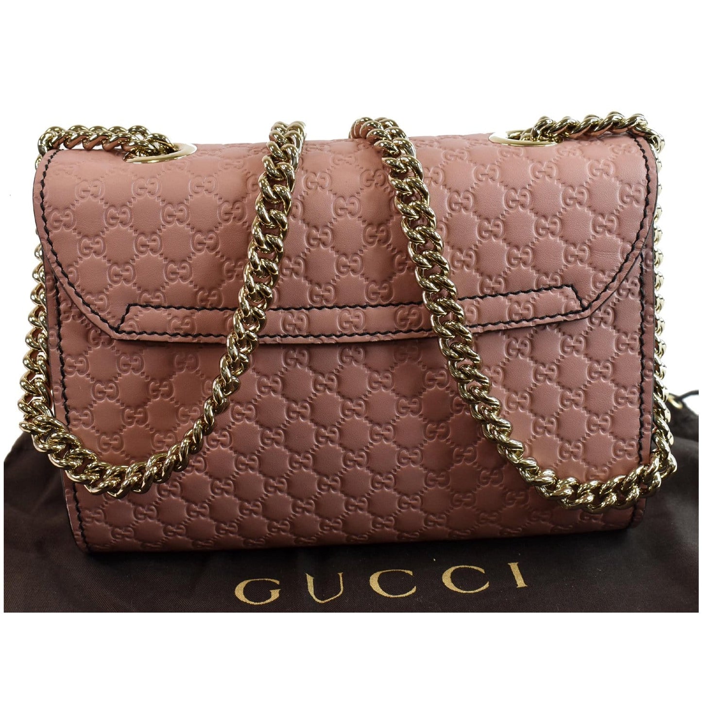 Gucci Emily Micro ssima Shoulder Bag Leather Pink