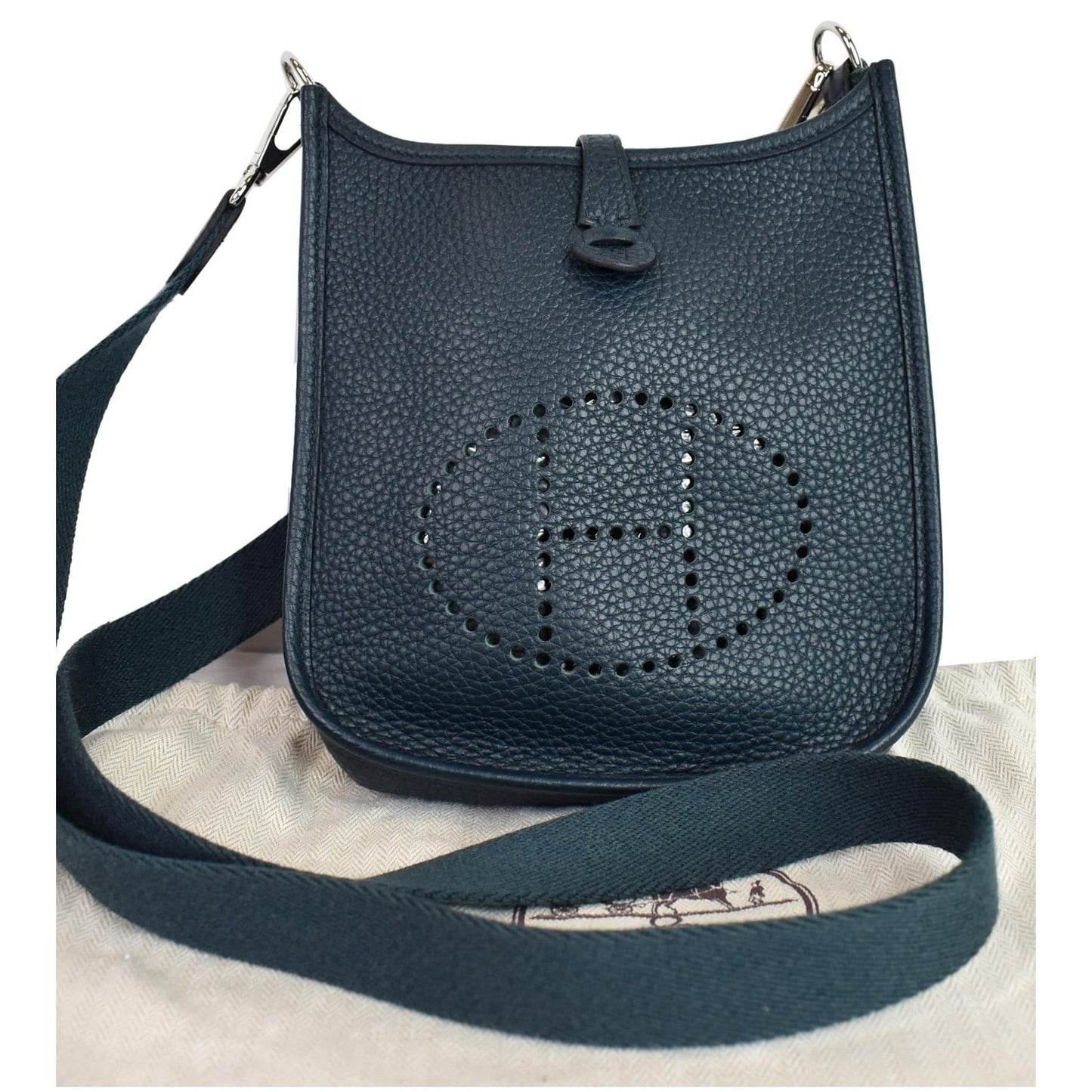 Hermes Evelyne Tpm Clemence Shoulder Bag Dark Leather Green