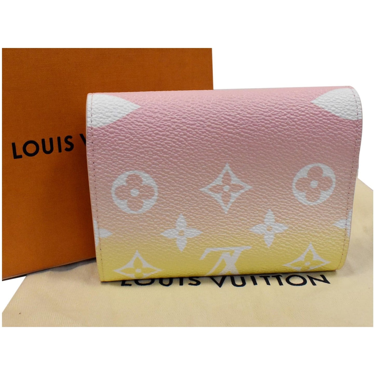 Louis Victorine Compact Wallet Clutch Bag Monogram Pink
