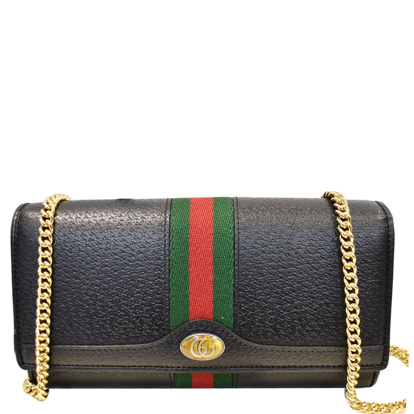 Gucci Ophidia Web Wallet On Bag Leather Black Crossbody Bag
