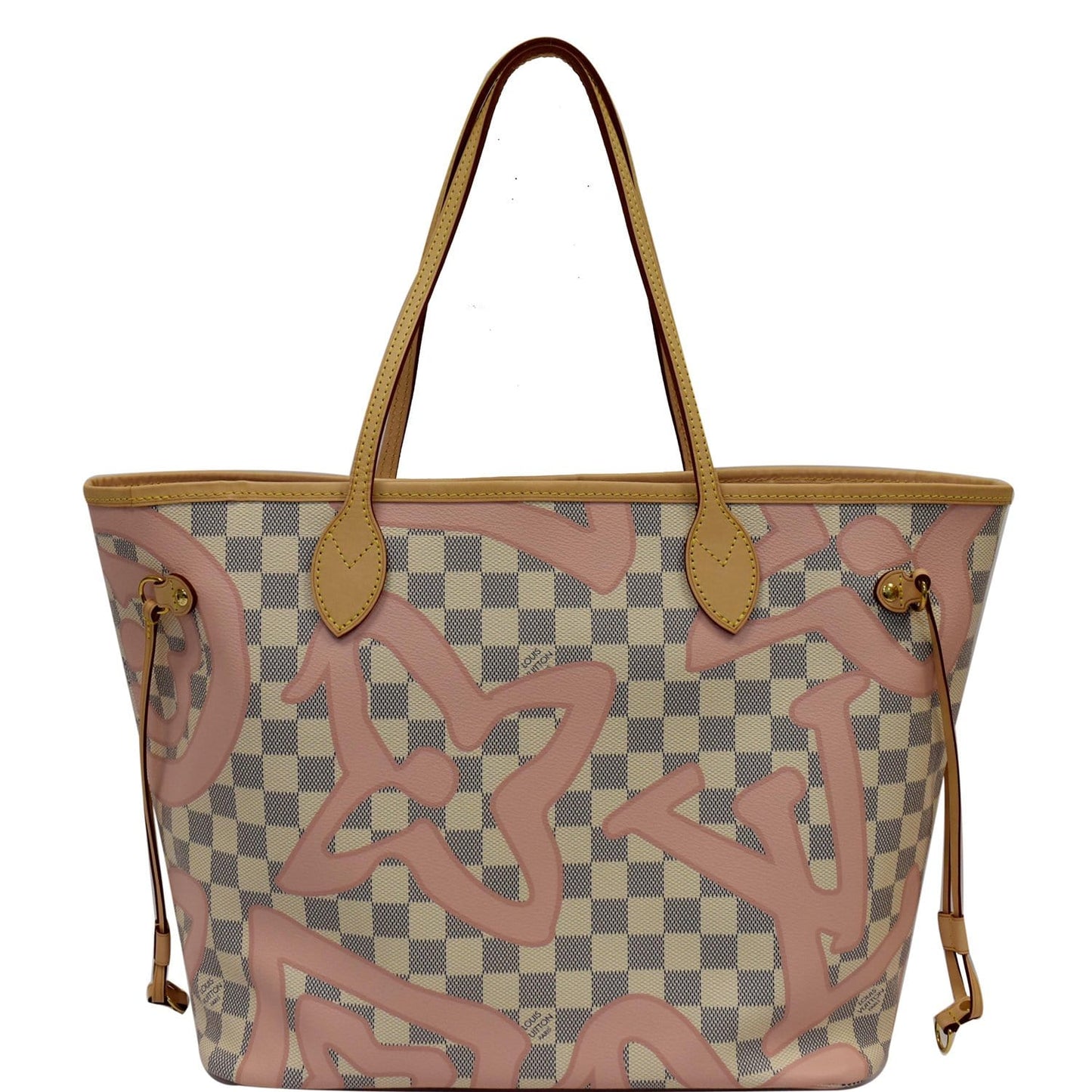 Louis Neverfull Mm Tahitienne Damier Azur Shoulder Pink Shoulder Bag