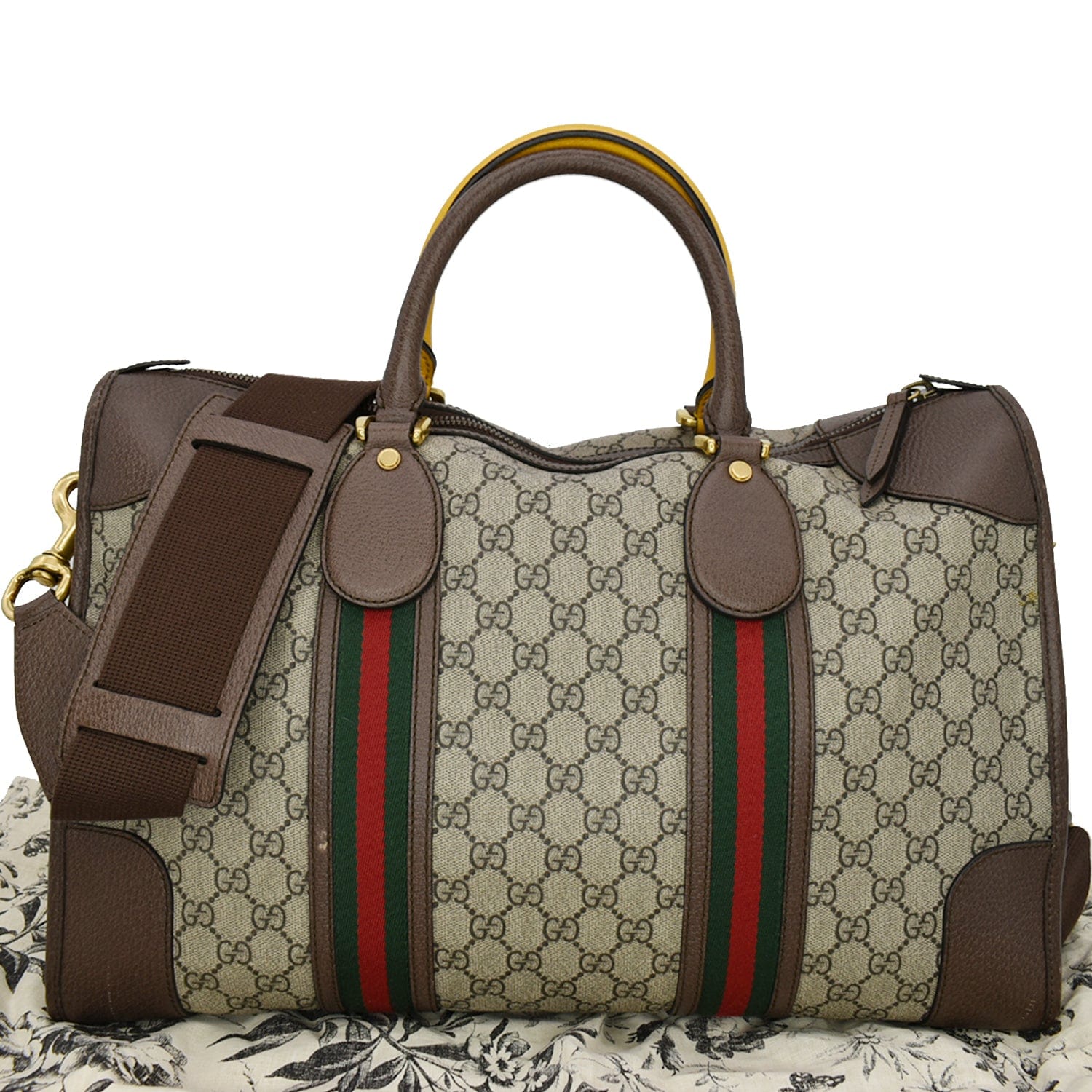 Gucci Neo Supreme Web Duffel Travel Bag Monogram Beige