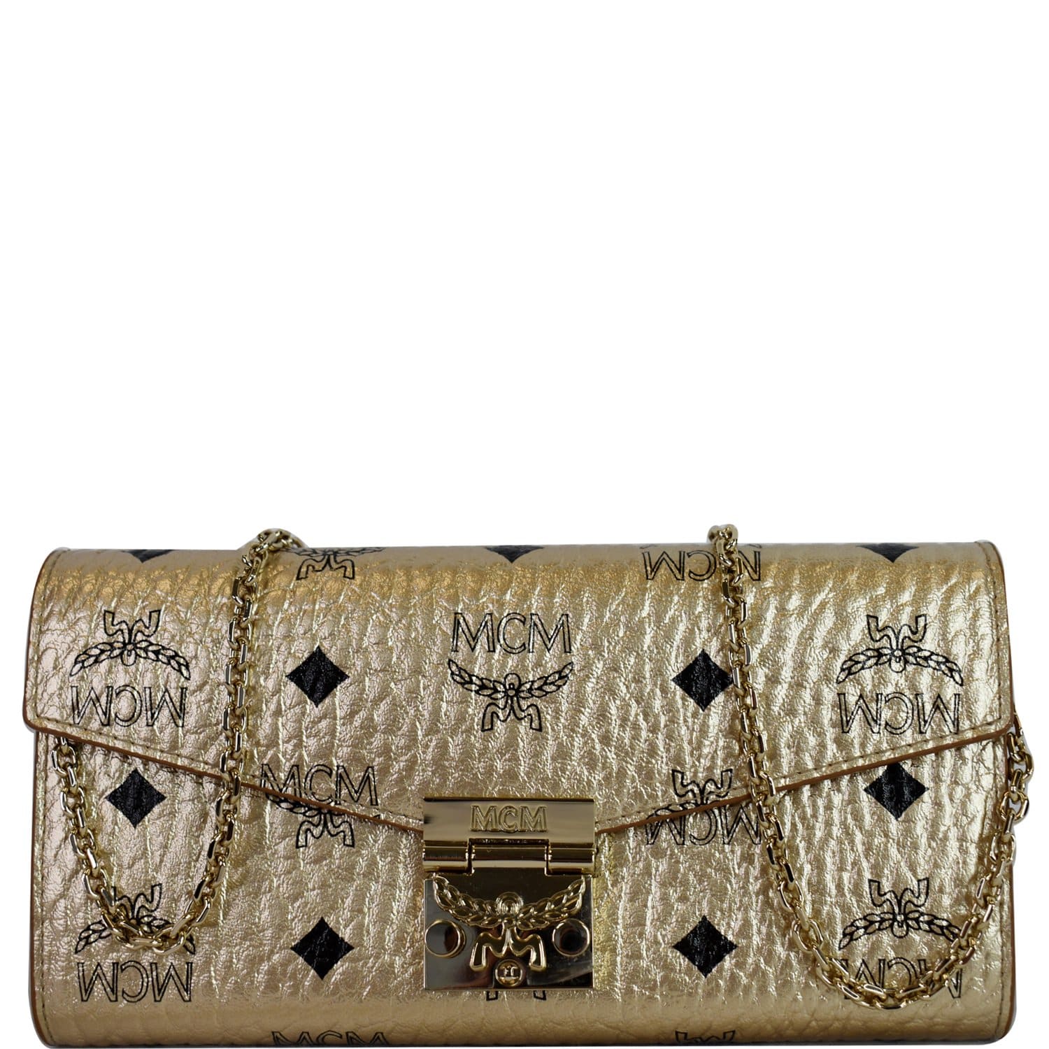 MCM Berlin Visetos Crossbody On Wallet Gold Chain Crossbody Bag