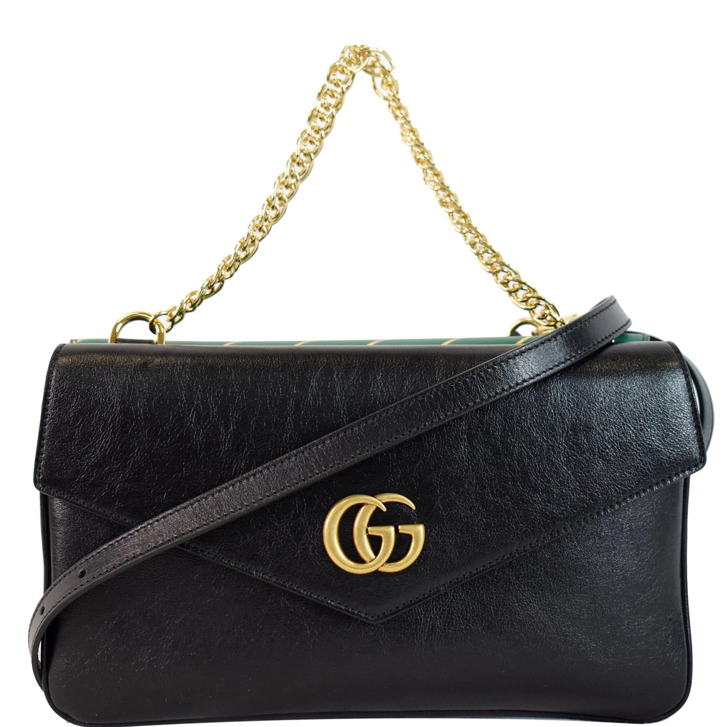 Gucci Thiara Medium Double Smooth Shoulder Bag Leather Black Black 524822