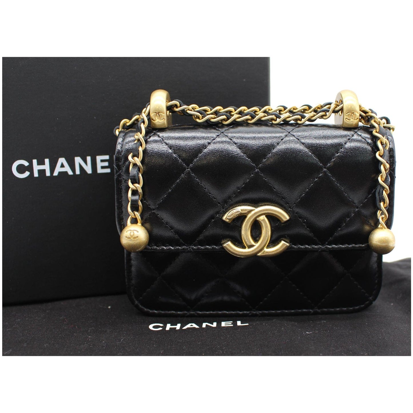 Chanel 21A Flap Coin Purse Crossbody Bag Leather Black
