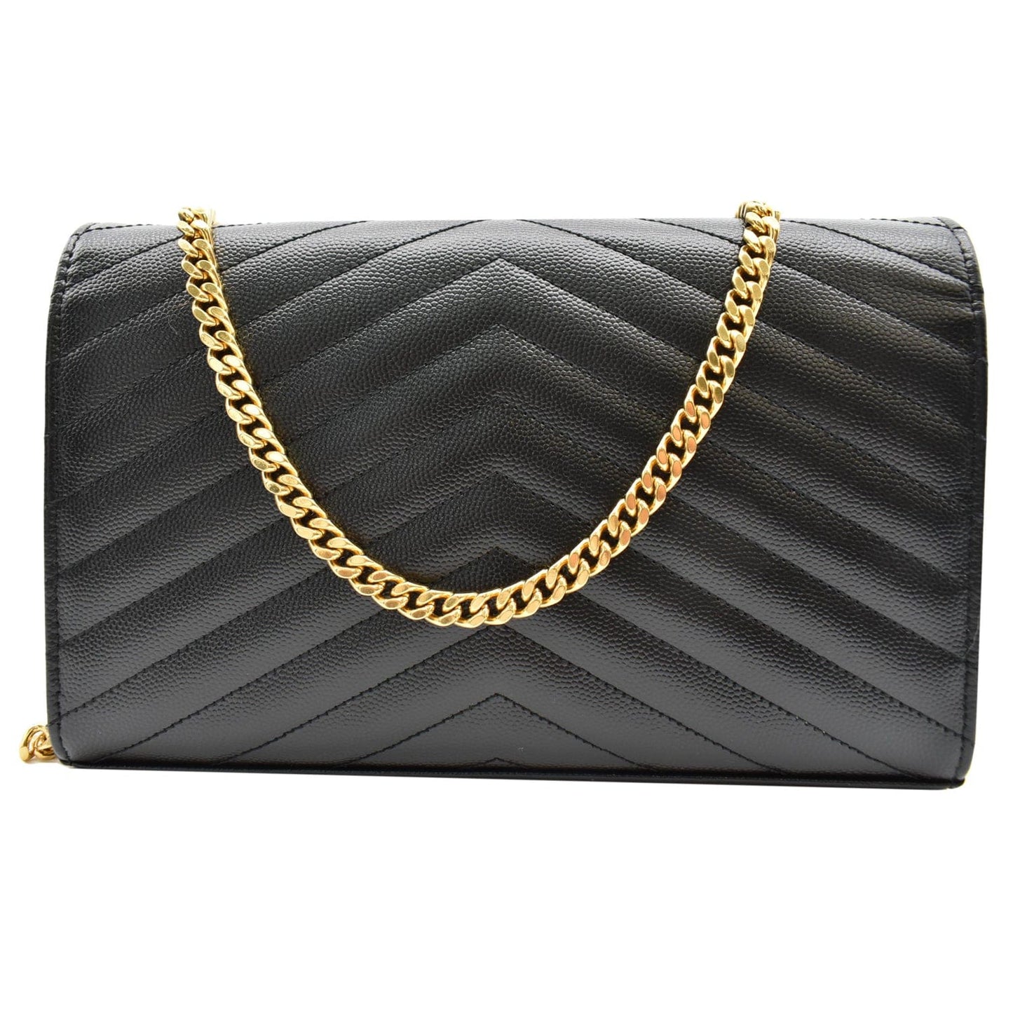 YSL Saint Laurent Saint Envelope Crossbody Chain Wallet Leather Monogram Crossbody Bag Black 2