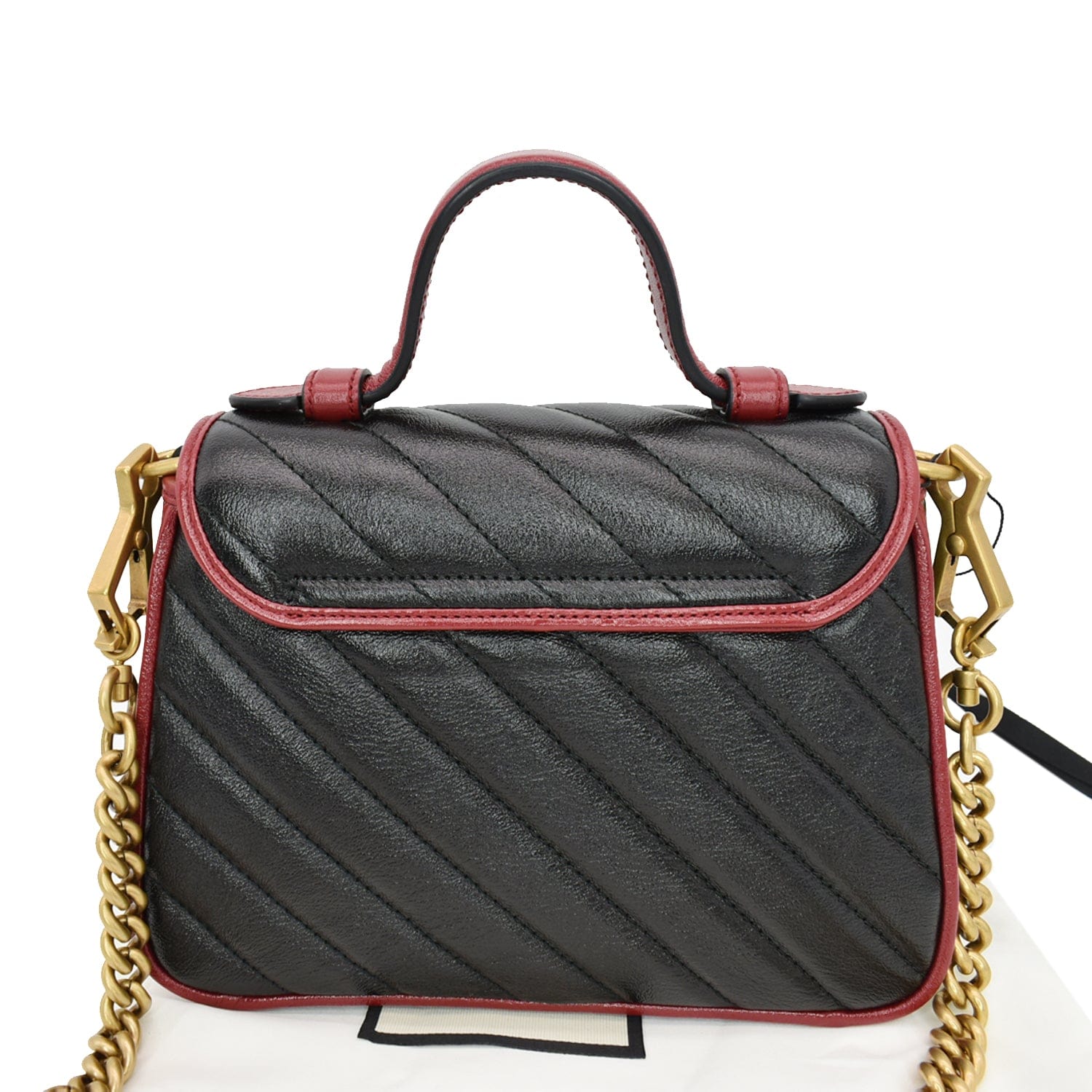 Gucci Torchon Marmont Top Handle Crossbody Bag Cerise Black Mini