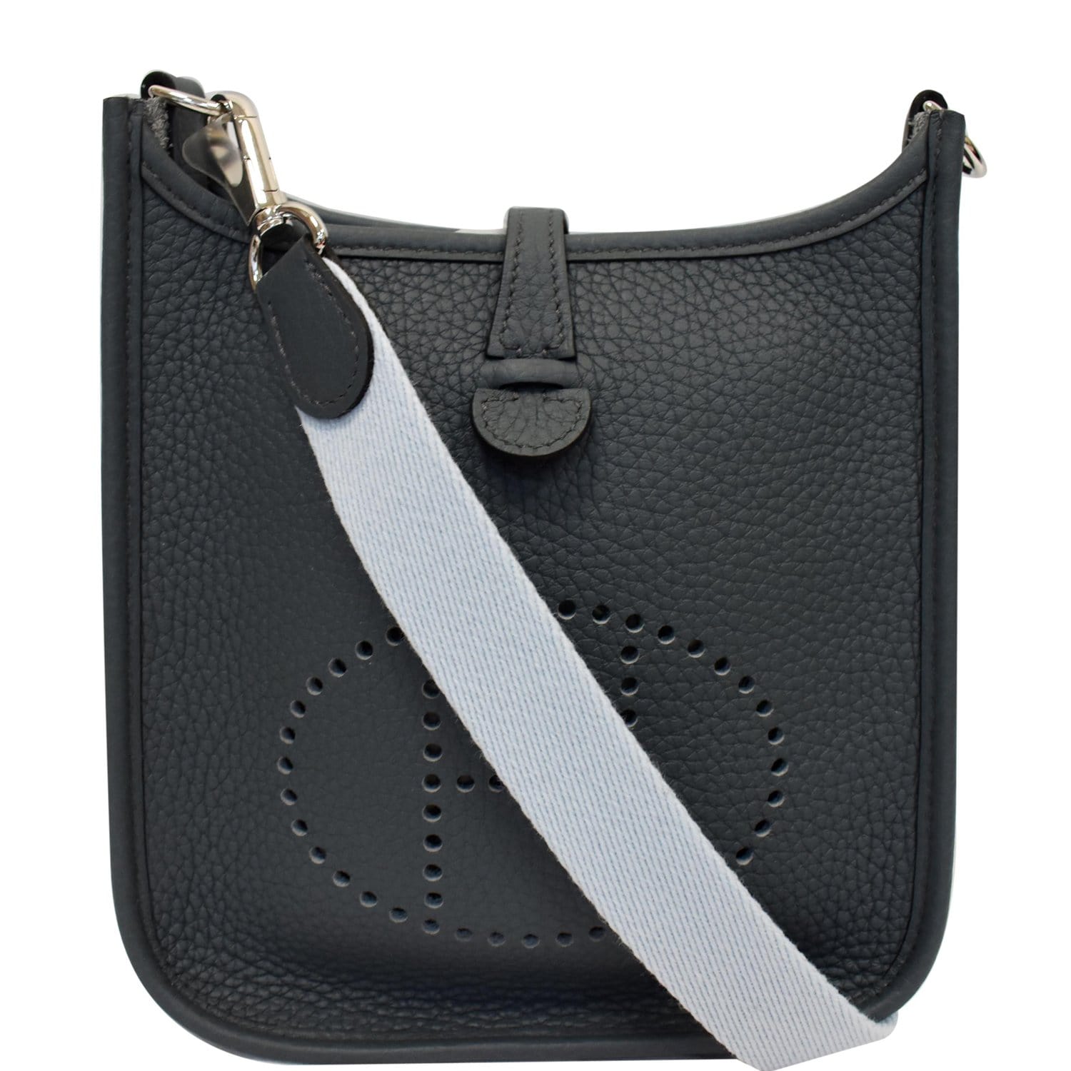Hermes Evelyne Tpm Clemence Shoulder Bag Slate Off Leather Blue