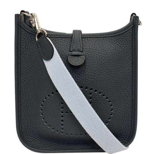 Hermes Evelyne Tpm Clemence Shoulder Bag Slate Off Leather Blue