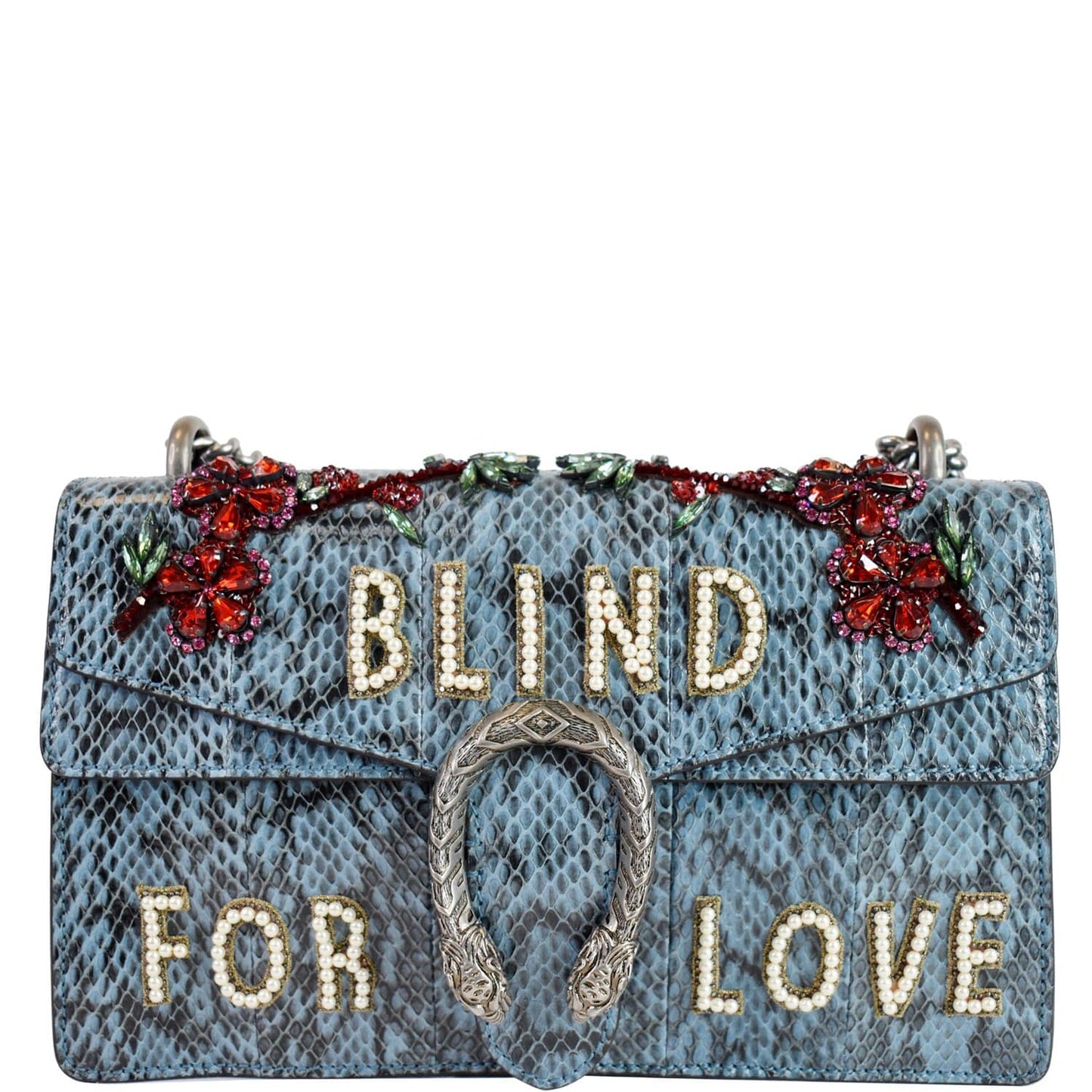 Gucci Dionysus Blind For Love Python Shoulder Bag Blue Small