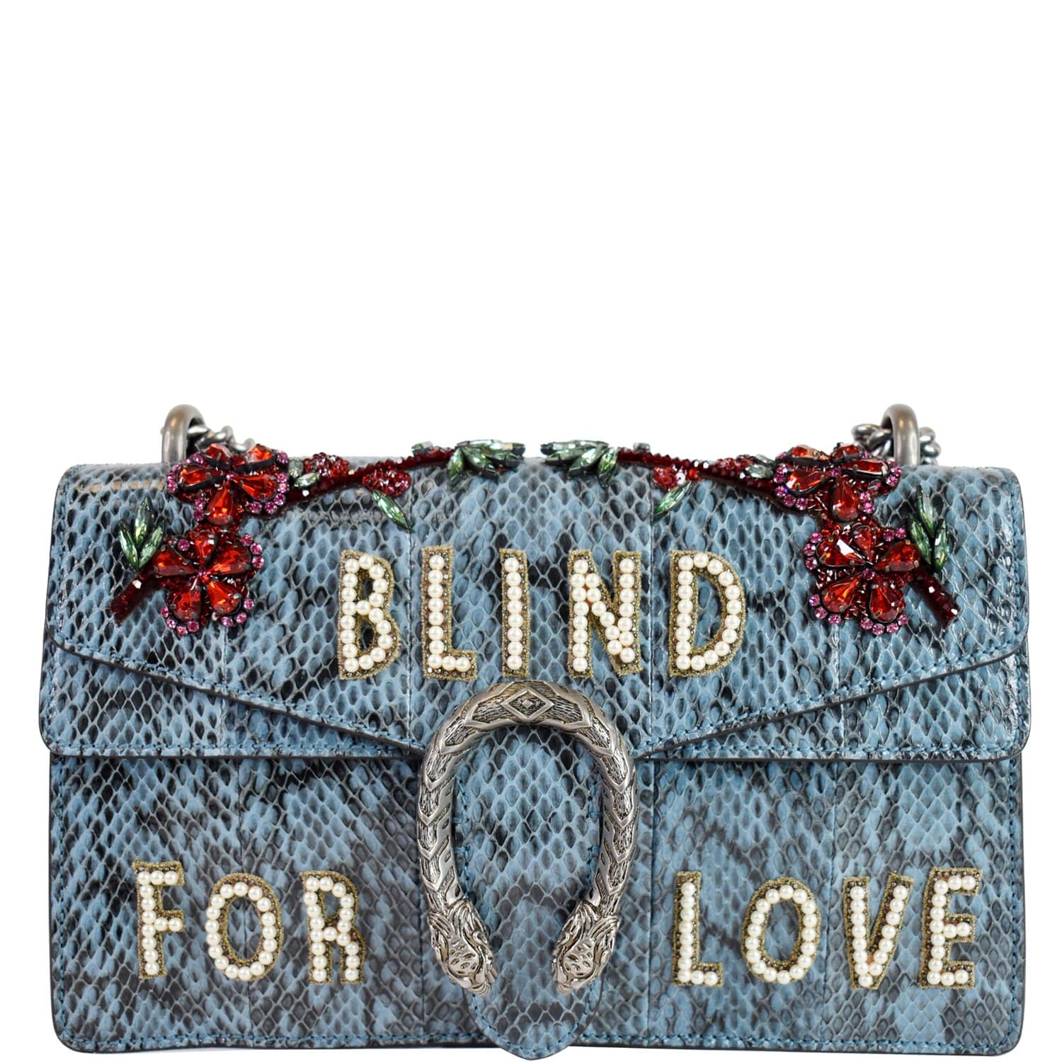 Gucci Dionysus Blind For Love Python Shoulder Bag Blue Small