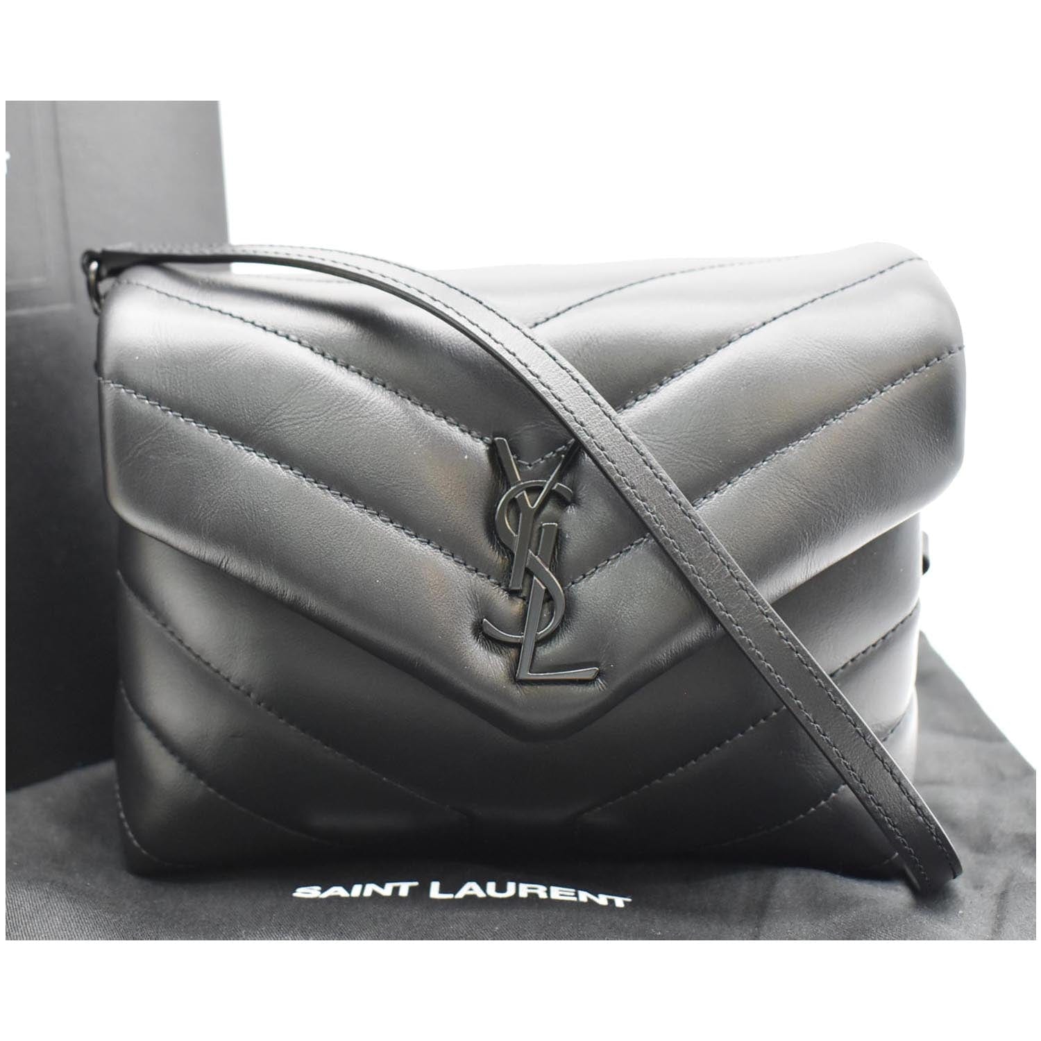 YSL Saint Laurent Saint Loulou Toy Crossbody Bag Leather Matelasse Black 2