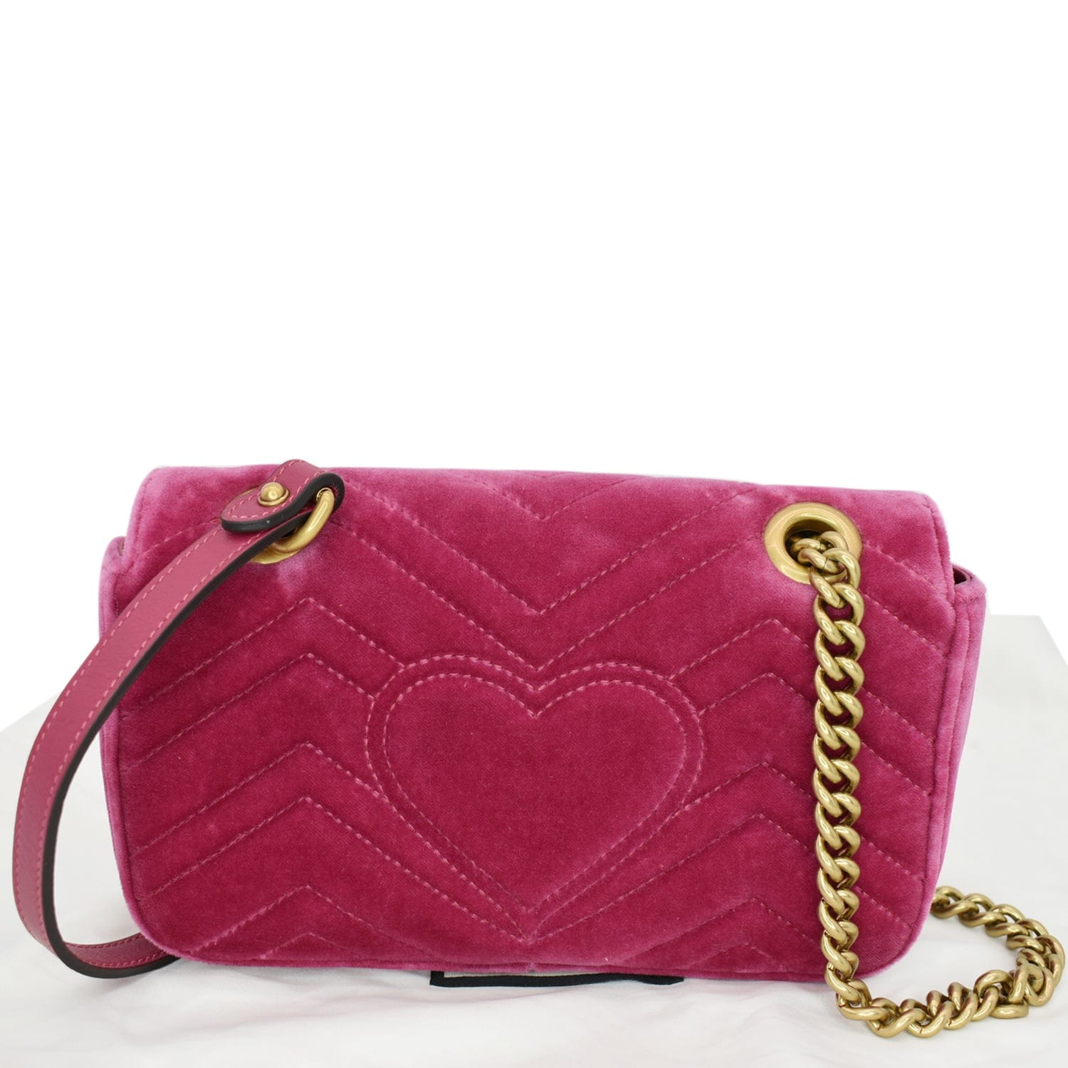 Gucci Marmont Velvet Shoulder Crossbody Bag Pink Mini
