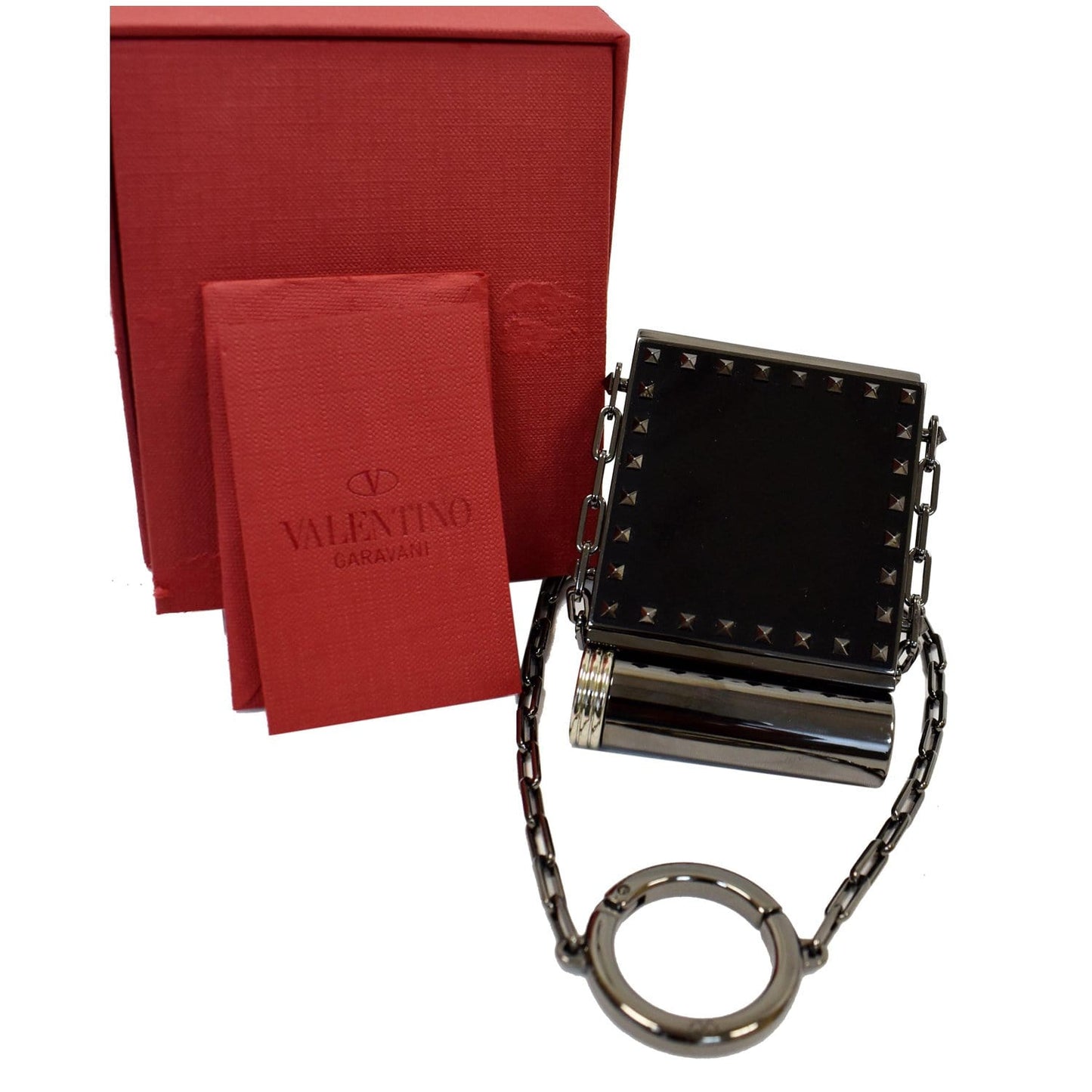 Valentino Minaudiere Studded Clutch Leather Black Clutch Bag