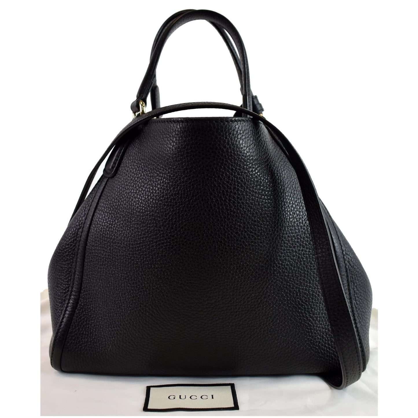 Gucci Soho Pebbled Shoulder Bag Leather Black Black 336751