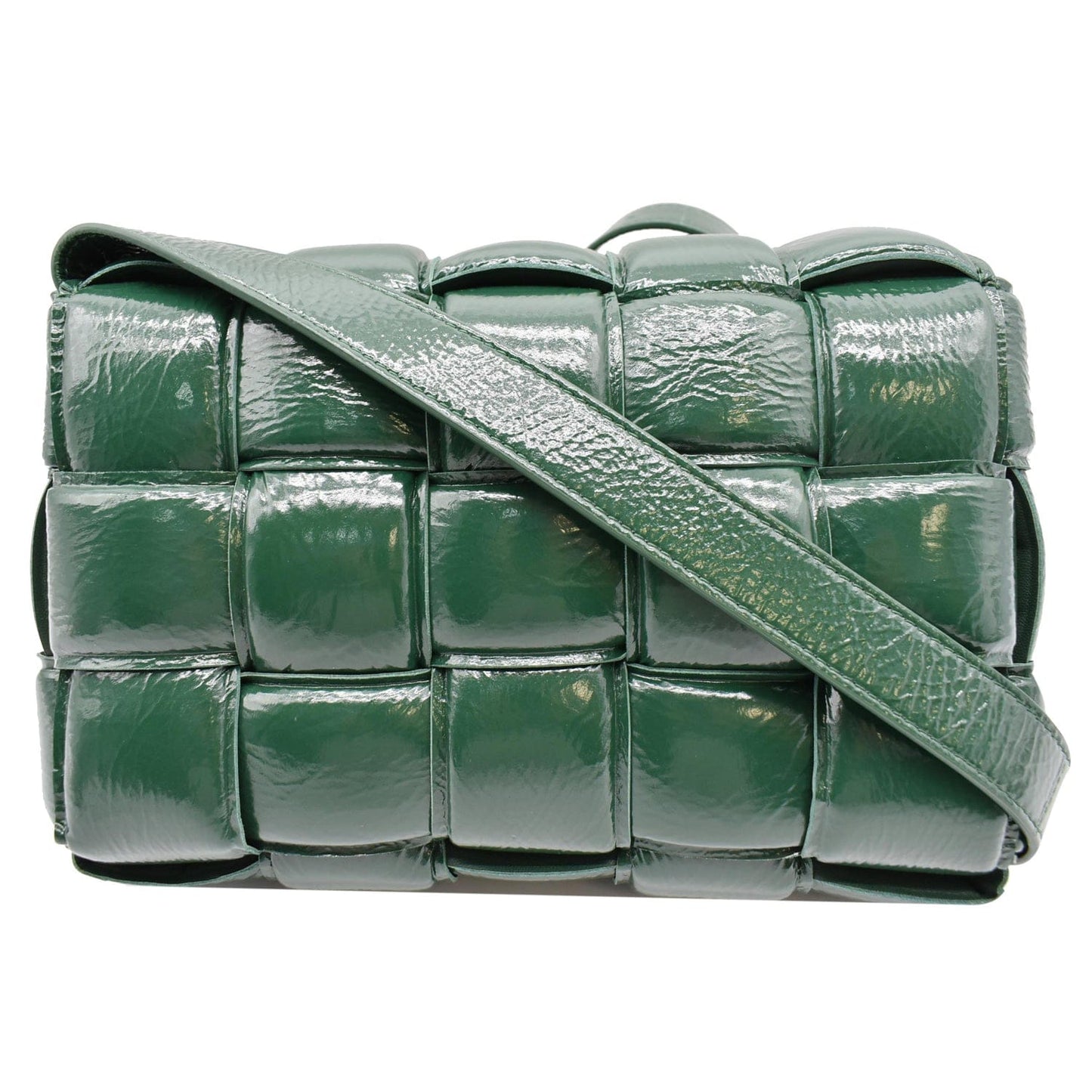 Padded Cassette Crossbody Bag Dark Leather Green