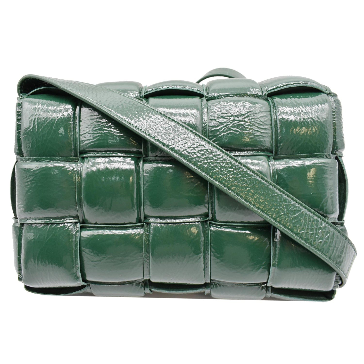 Padded Cassette Crossbody Bag Dark Leather Green
