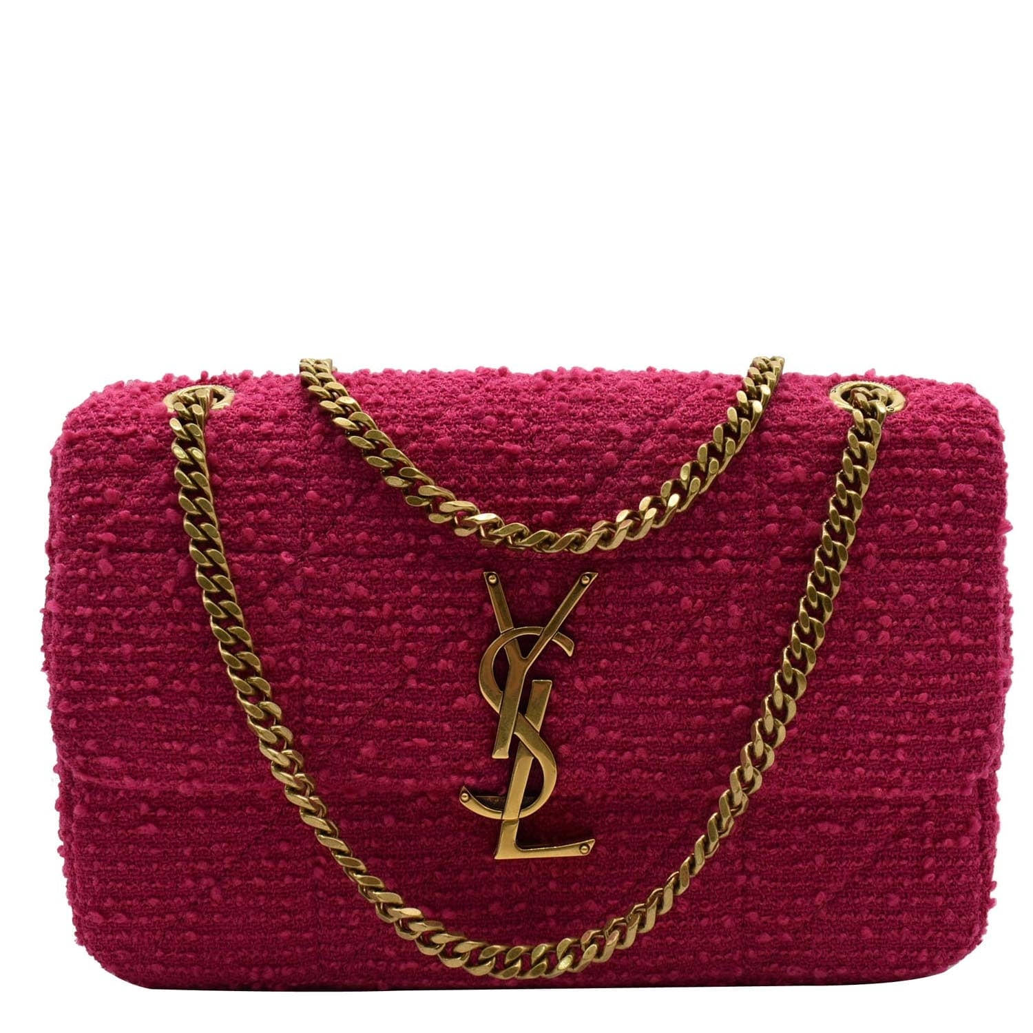 YSL Saint Laurent Saint Jamie Carre Rive Gauche Boucle Shoulder Quilted Pink Shoulder Bag
