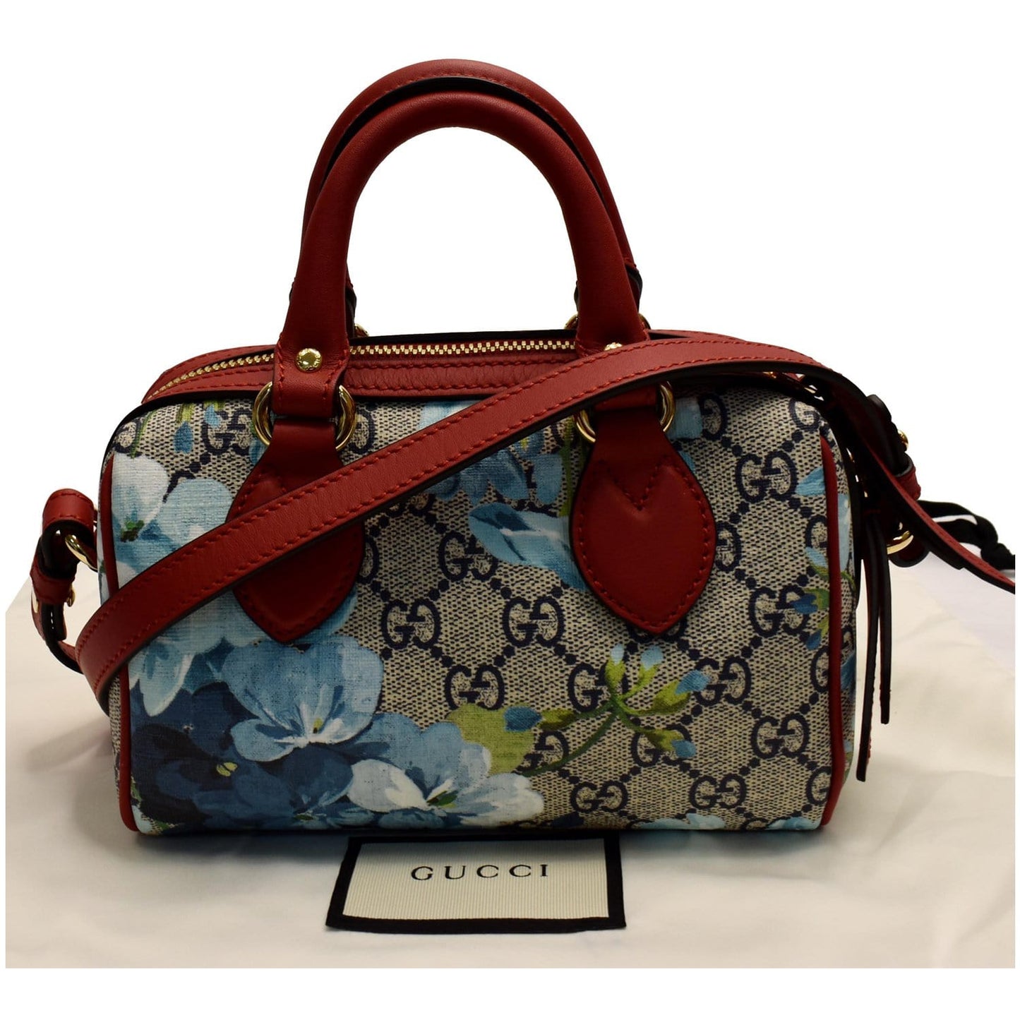 Gucci Blooms Supreme Top Handle Crossbody Bag Canvas Red