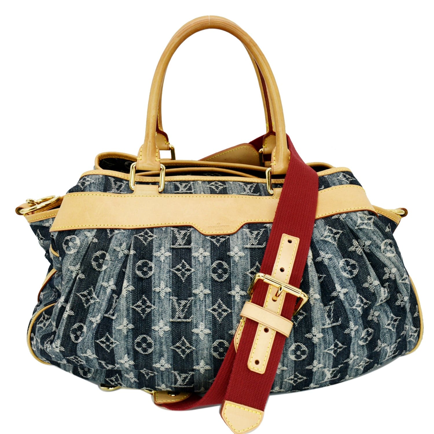 Louis Cabas Raye Gm Shoulder Bag Denim Monogram