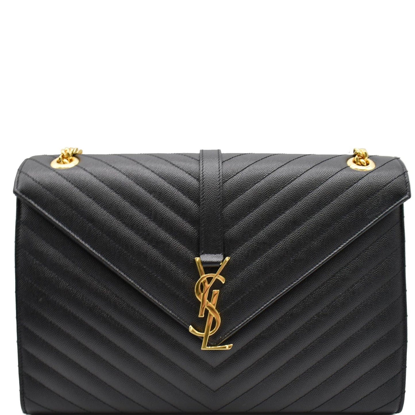 YSL Saint Laurent Saint Envelope Mix Grain De Poudre Chain Matelasse Black Shoulder Bag Bag Black