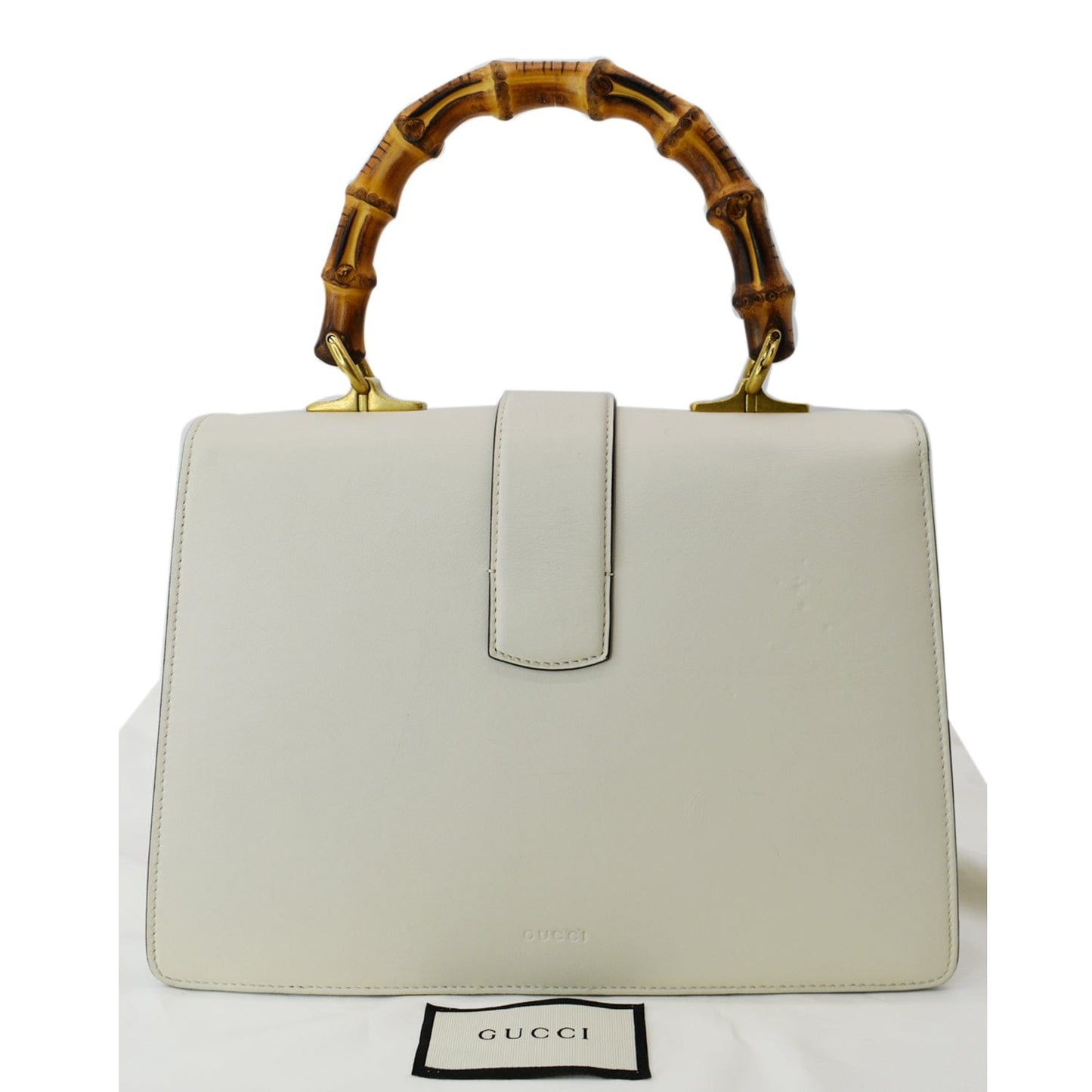Gucci Dionysus Bamboo Top Handle Shoulder Bag Off Leather White