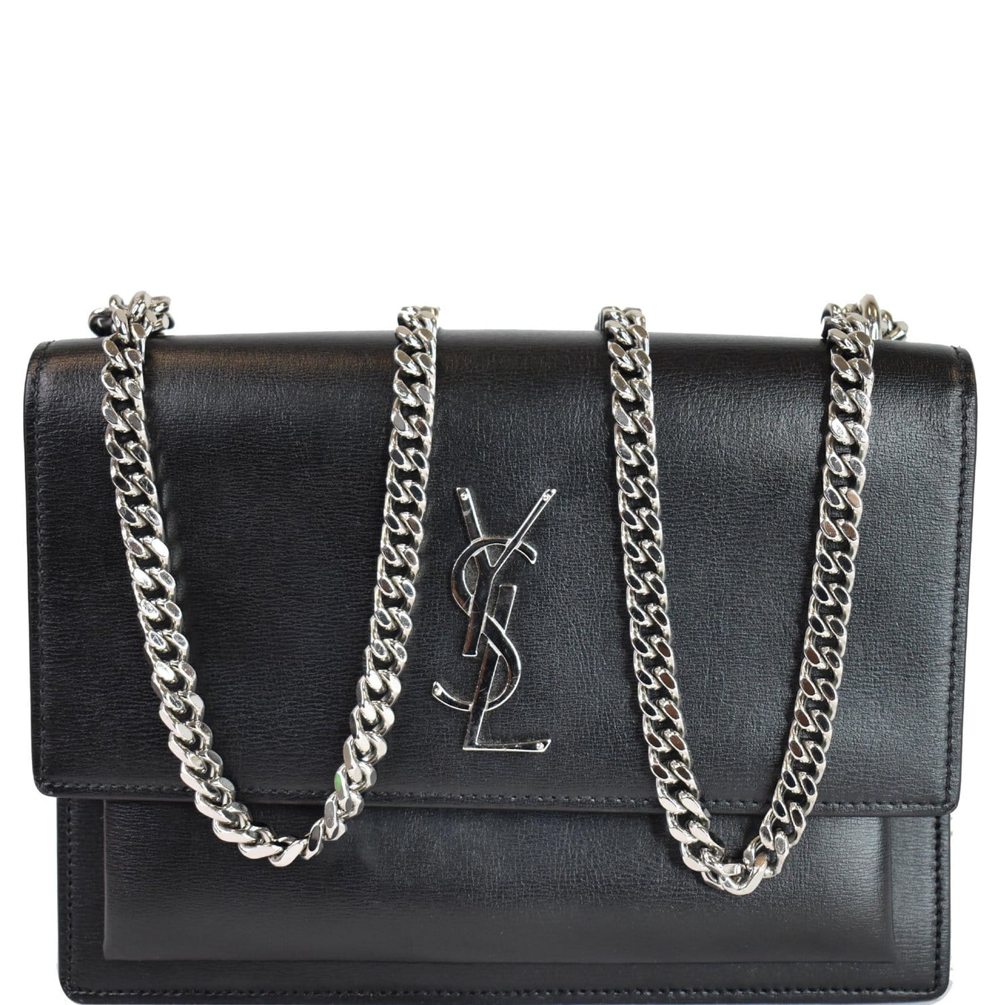 YSL Saint Laurent Saint Sunset Shoulder Bag Leather Black