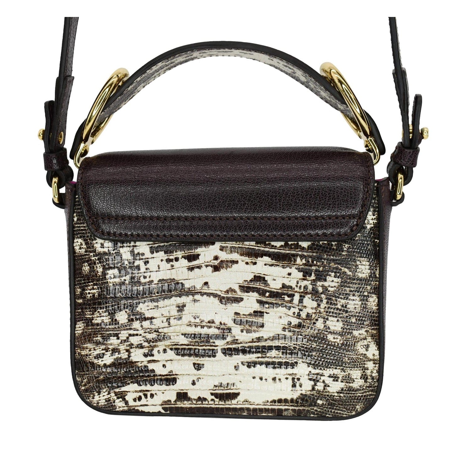 Chloe Double Carry Embossed Crossbody Bag Raisin Leather Mini