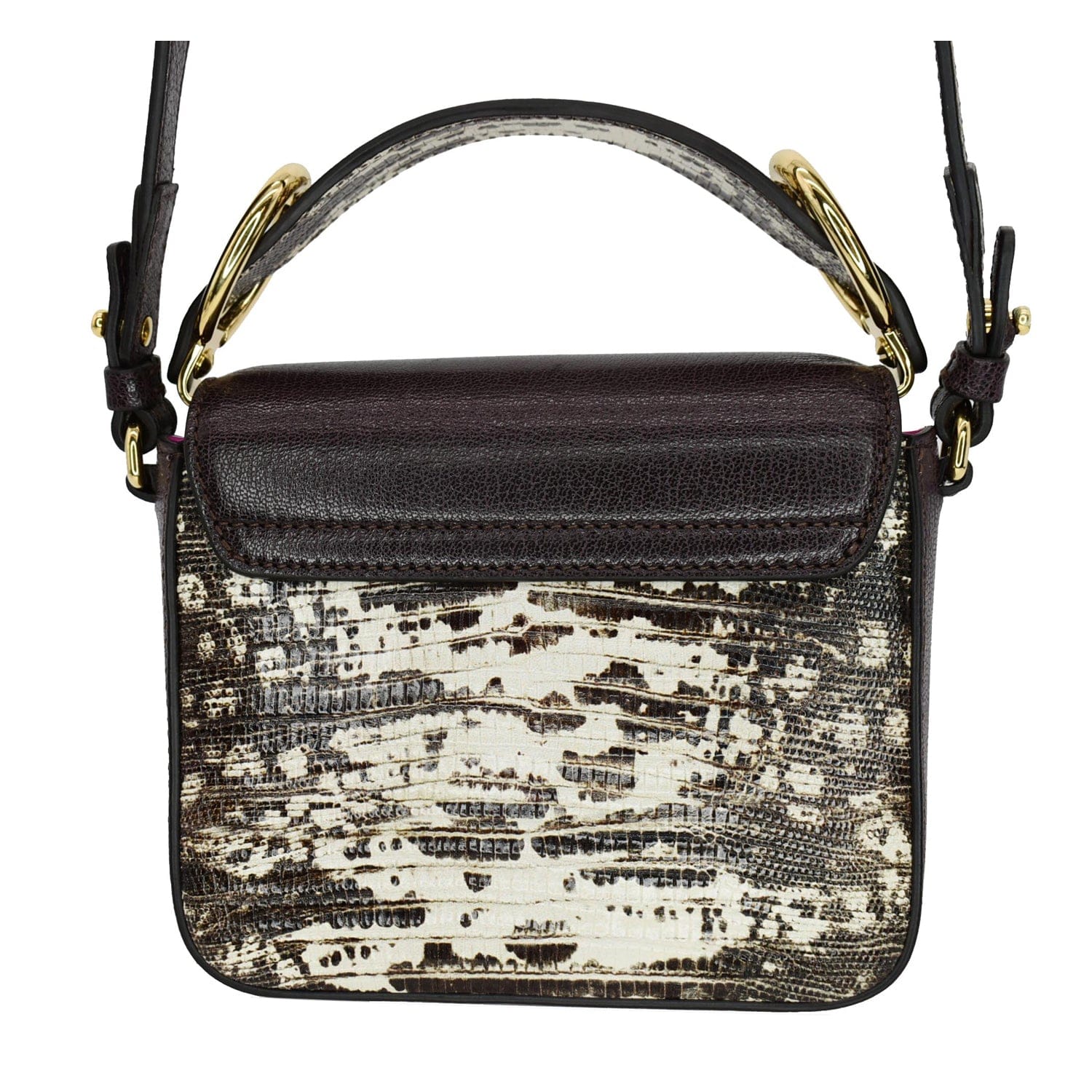 Chloe Double Carry Embossed Crossbody Bag Raisin Leather Mini