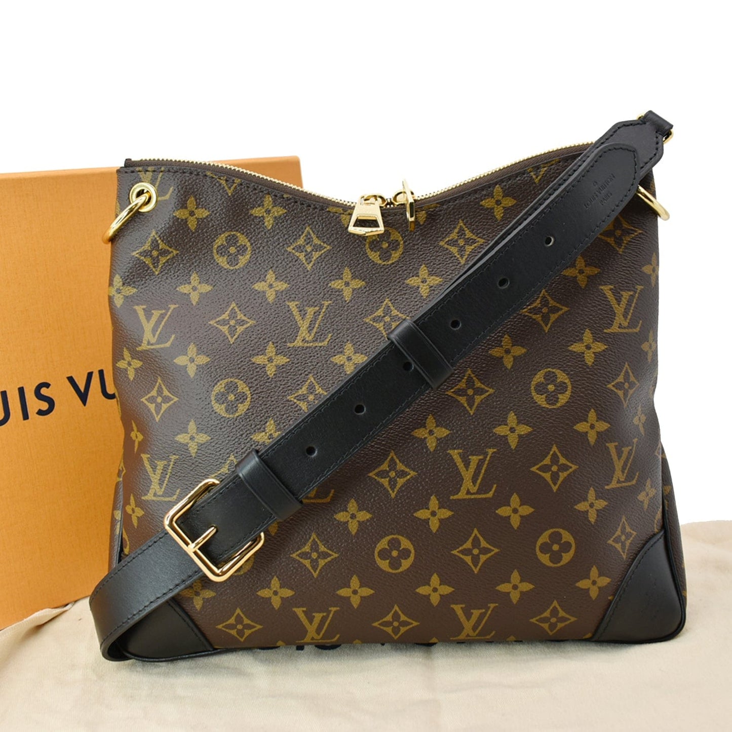 Louis Odeon Nm Mm Shoulder Bag Monogram Black