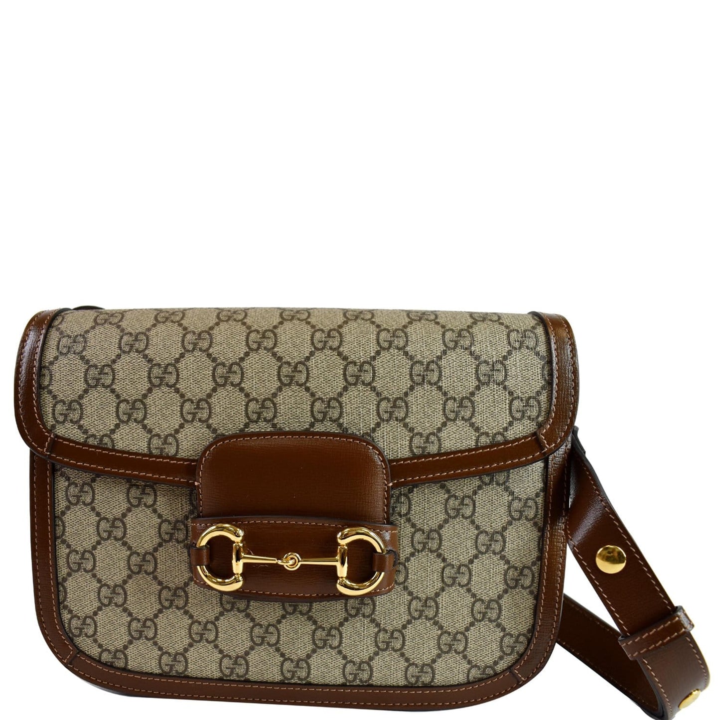 Gucci Horsebit Supreme Shoulder Bag Canvas Beige