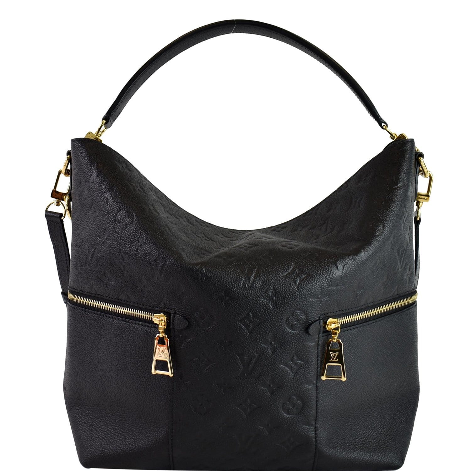Louis Melie Empreinte Hobo Shoulder Bag Leather Black