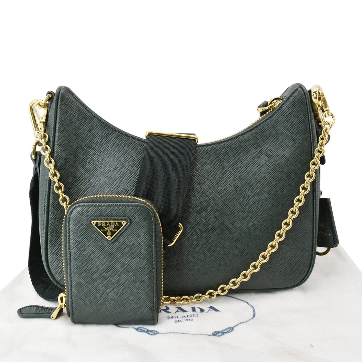 Prada Re Edition Saffiano Shoulder Bag Emerald Leather Green
