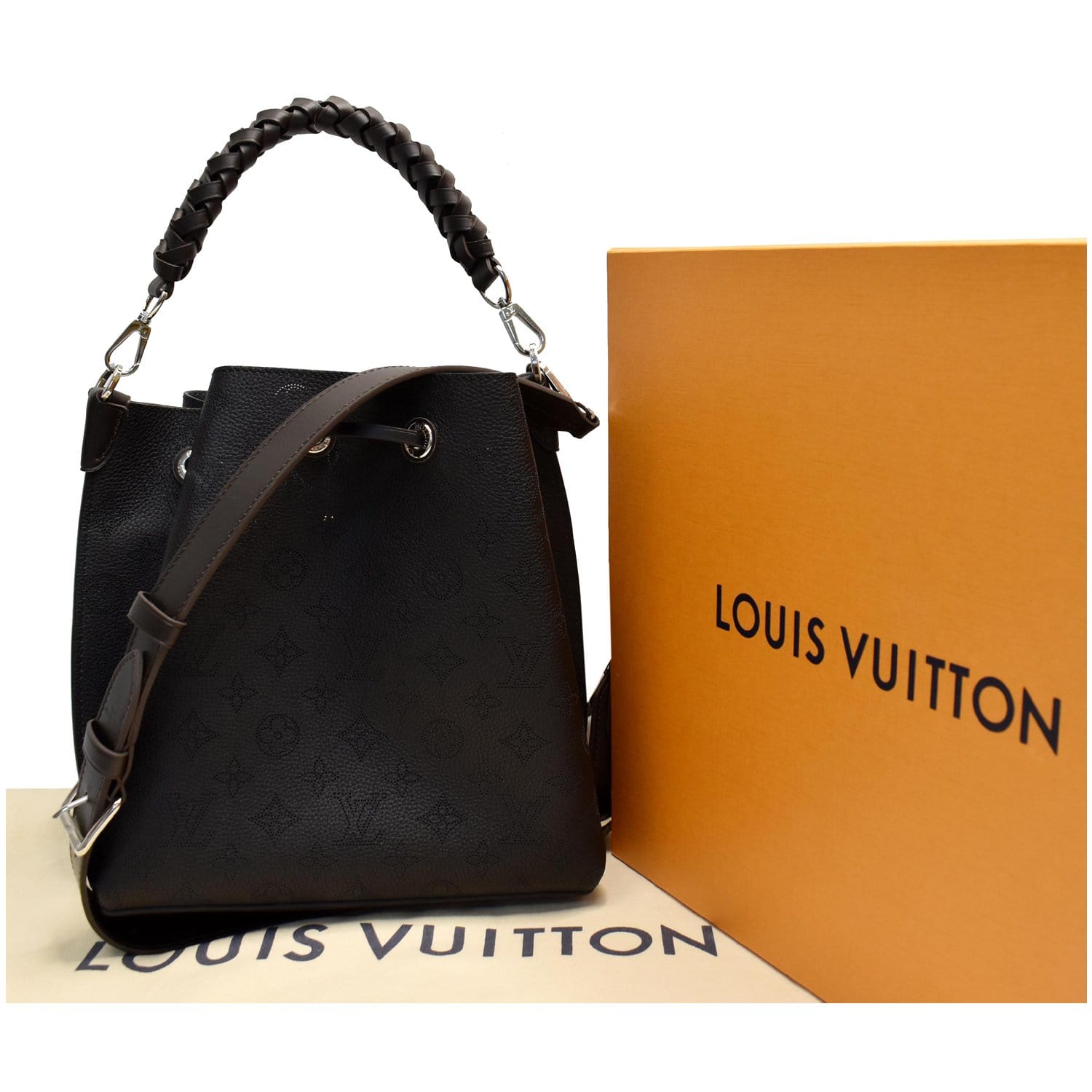 Louis Muria Mahina Perforated Shoulder Bag Leather Black