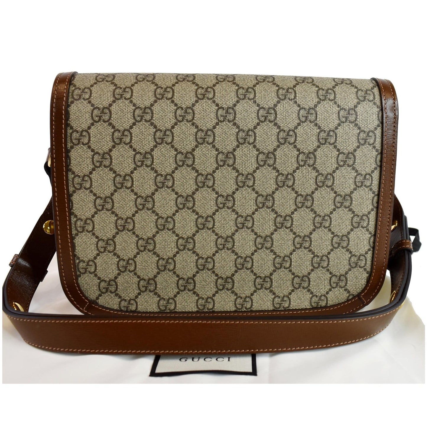 Gucci Horsebit Supreme Shoulder Bag Canvas Beige