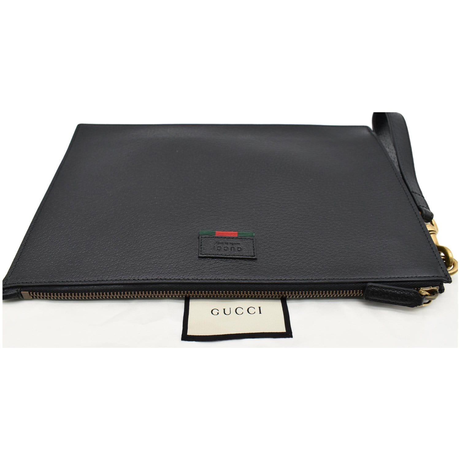 Gucci Agora Web Pouch Clutch Bag Leather Black