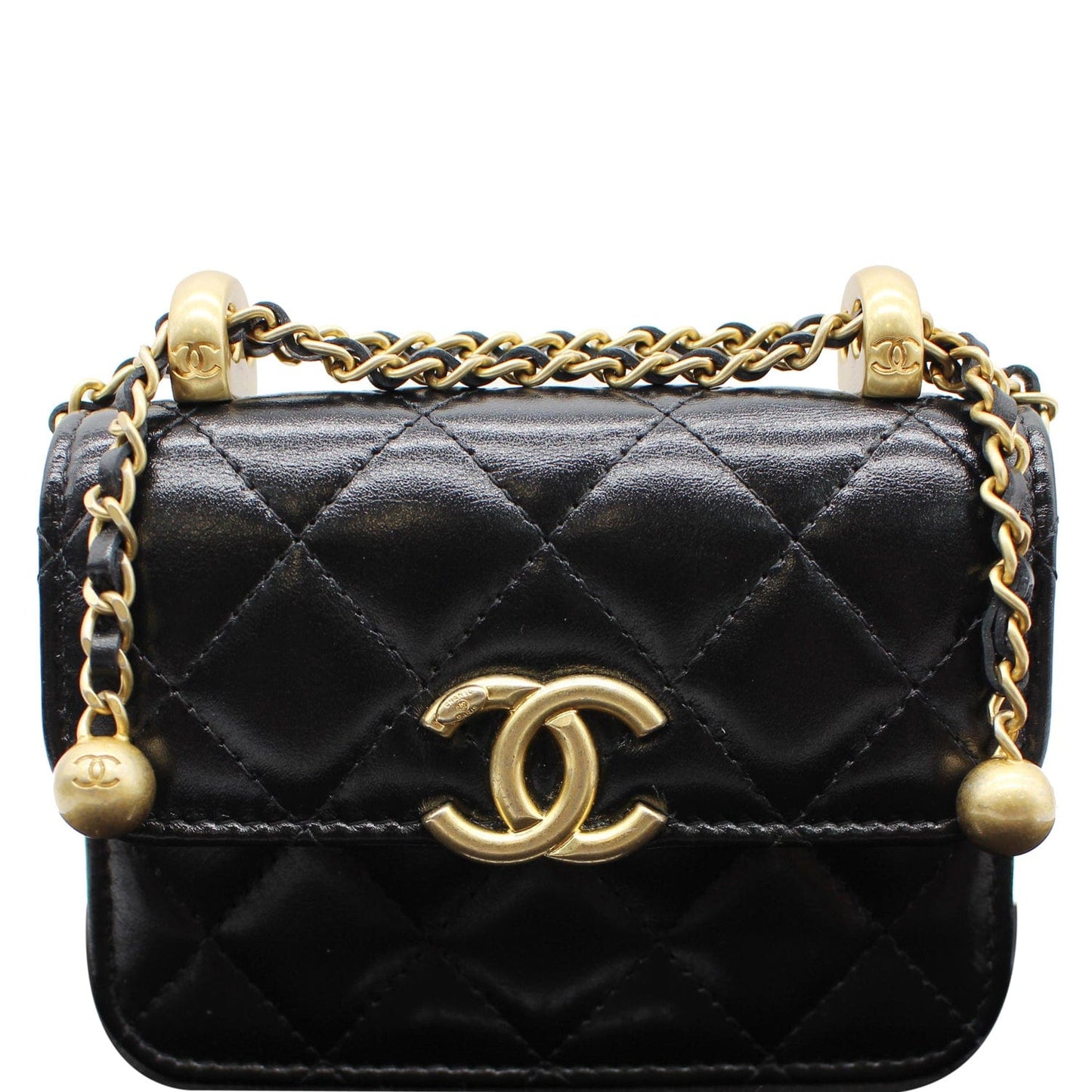 Chanel 21A Flap Coin Purse Crossbody Bag Leather Black
