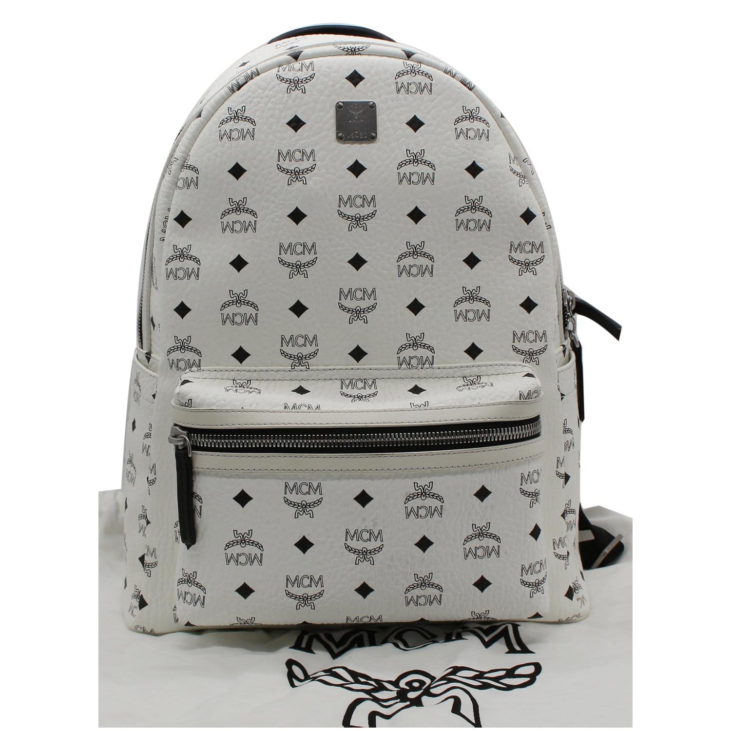 MCM Stark Visetos Coated Backpack Bag Canvas White