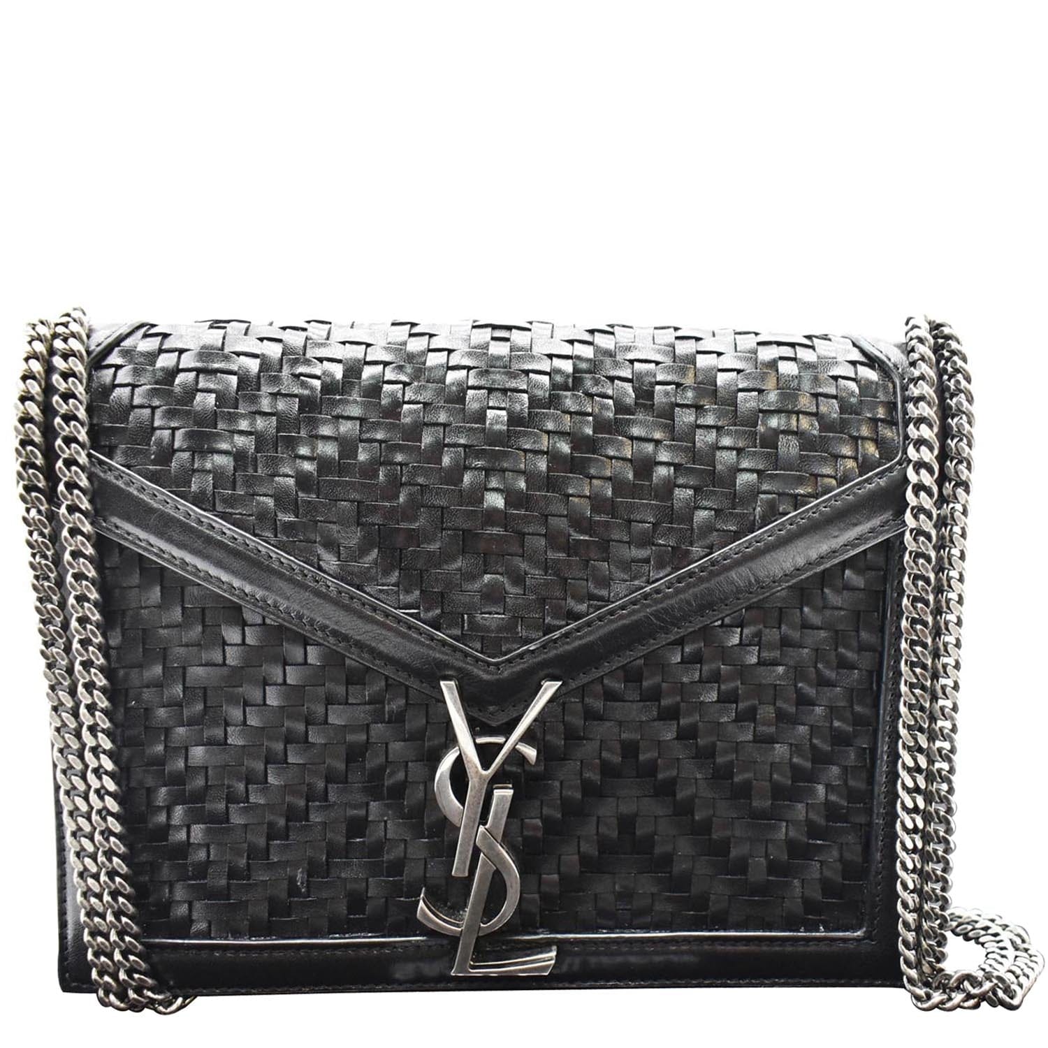 YSL Saint Laurent Saint Cassandra Medium Chain Shoulder Bag Leather Woven