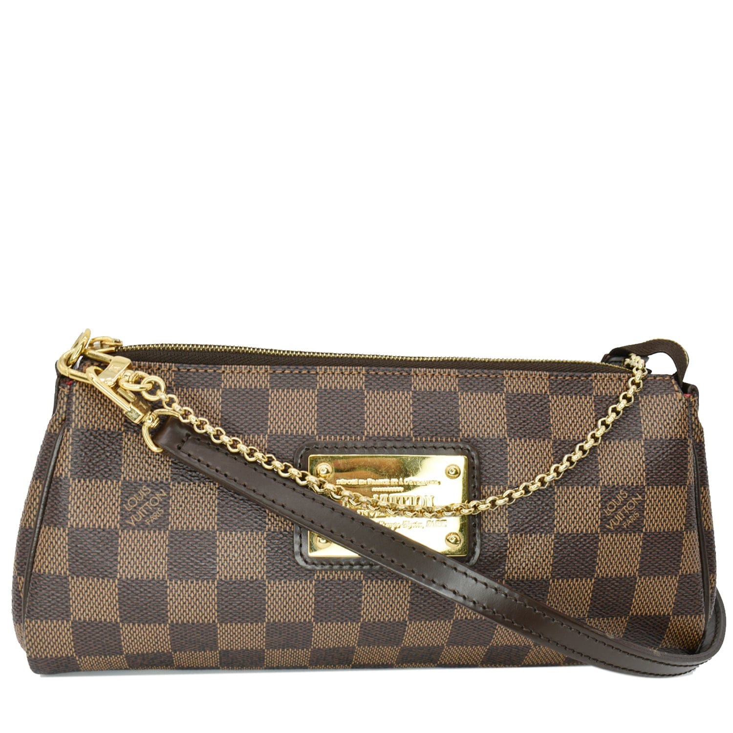 Louis Eva Pochette Damier Ebene Clutch Crossbody Brown Crossbody Bag