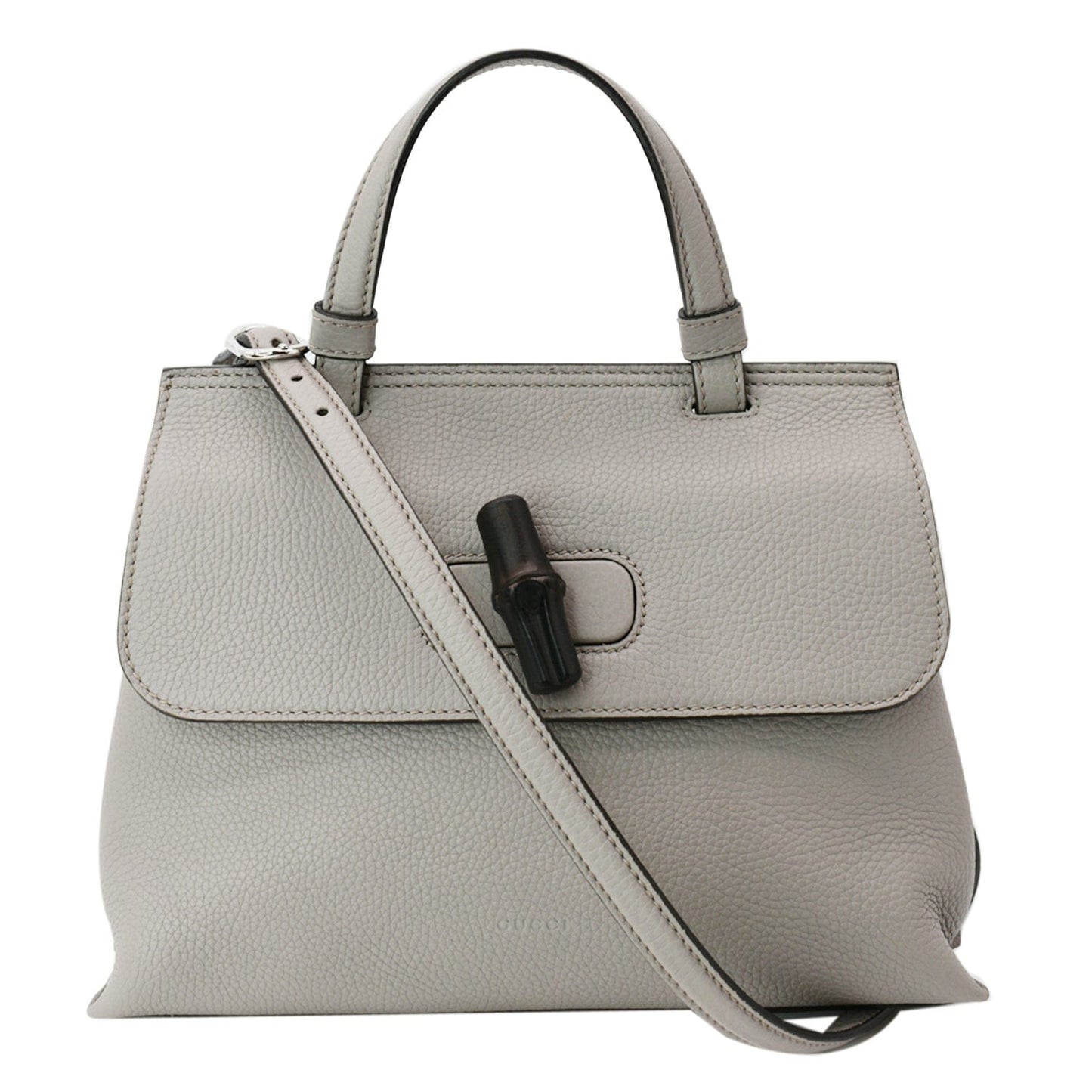 Gucci Bamboo Daily Shoulder Bag Grey Leather Small