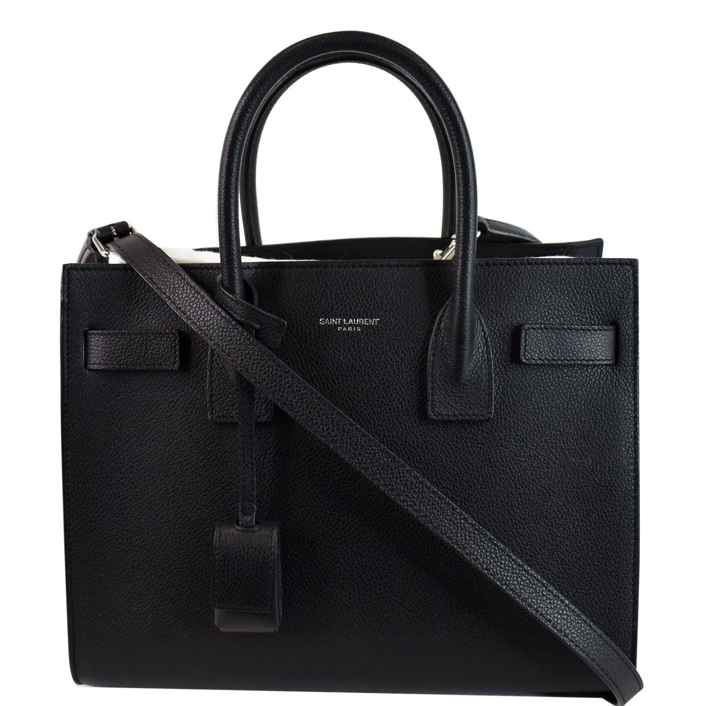 YSL Saint Laurent Saint Baby Sac De Jour Grained Tote Leather Black Tote Bag