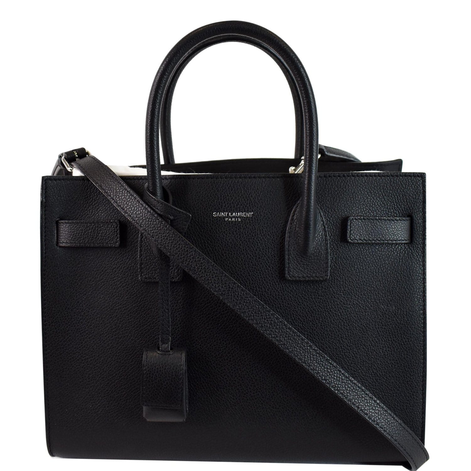 YSL Saint Laurent Saint Baby Sac De Jour Grained Tote Leather Black Tote Bag