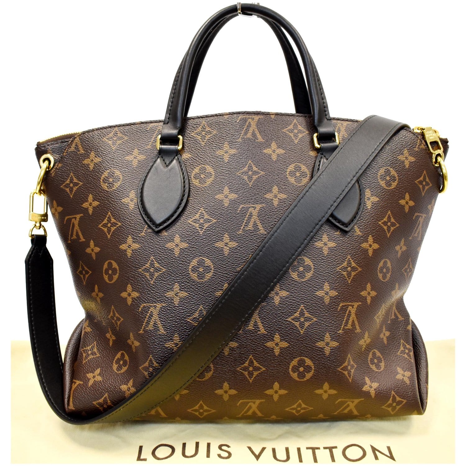 Louis Flower Zipped Mm Tote Bag Noir Canvas Monogram
