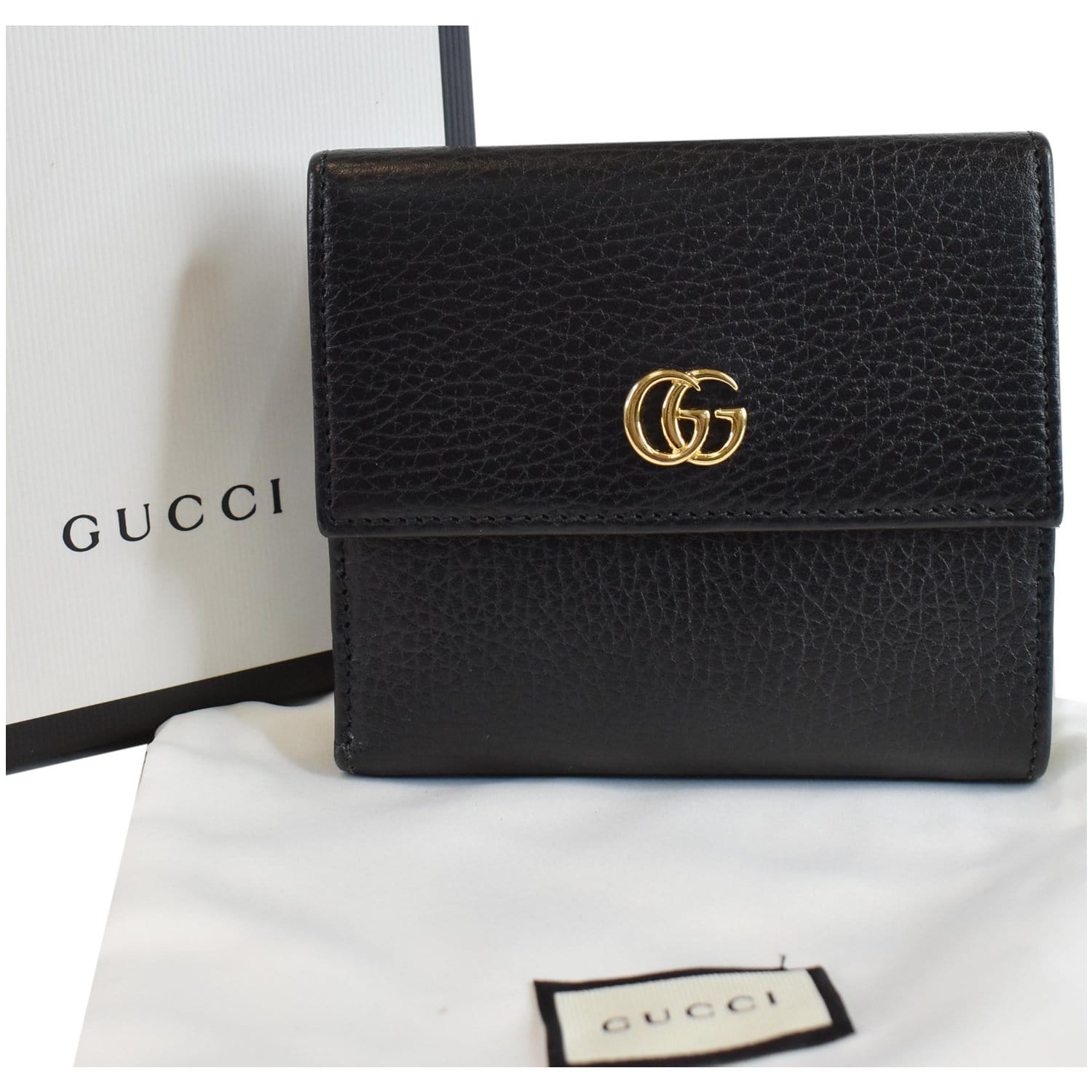 Gucci French Wallet Clutch Bag Leather Black
