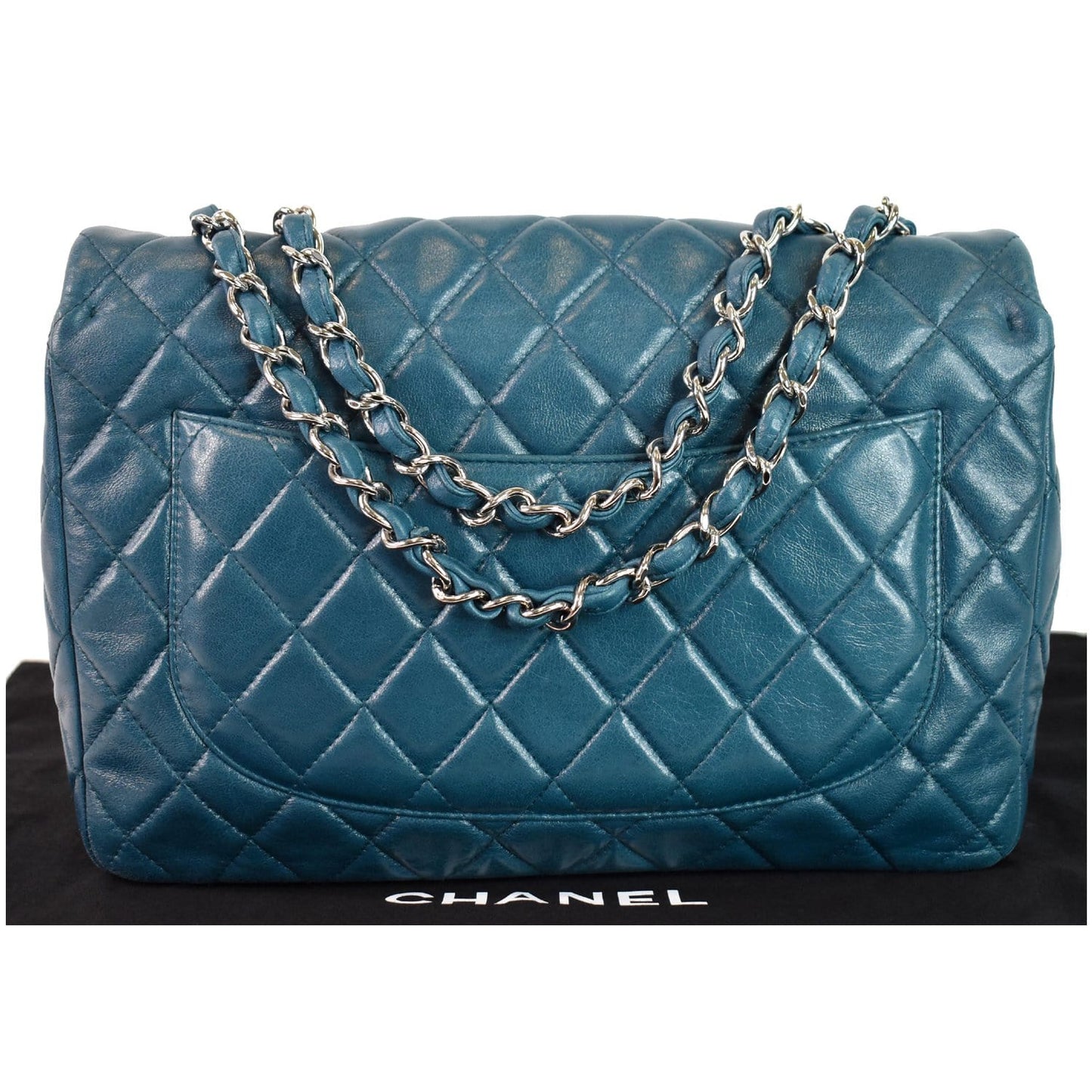 Chanel Jumbo Single Lambskin Crossbody Bag Teal Leather Flap
