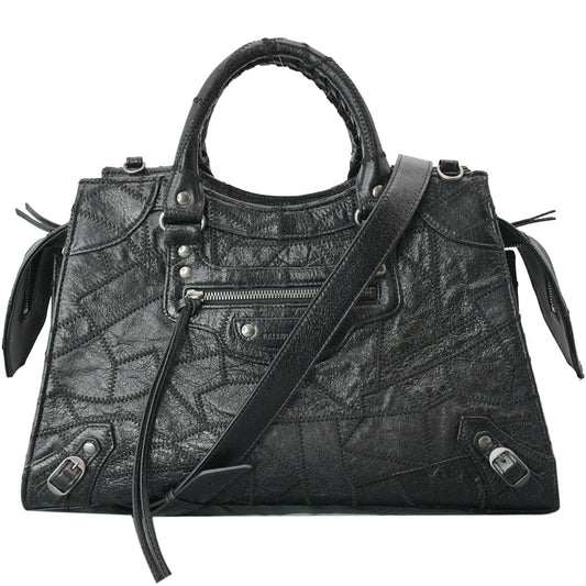 Balenciaga Neo Classic Patchwork Top Handle Shoulder Bag Leather