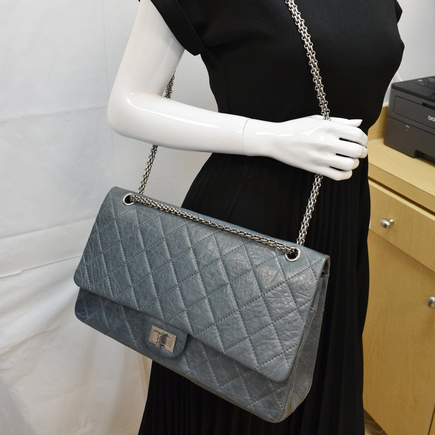Chanel 50Th Anniversary Reissue Aged Shoulder Bag Grey Quilted