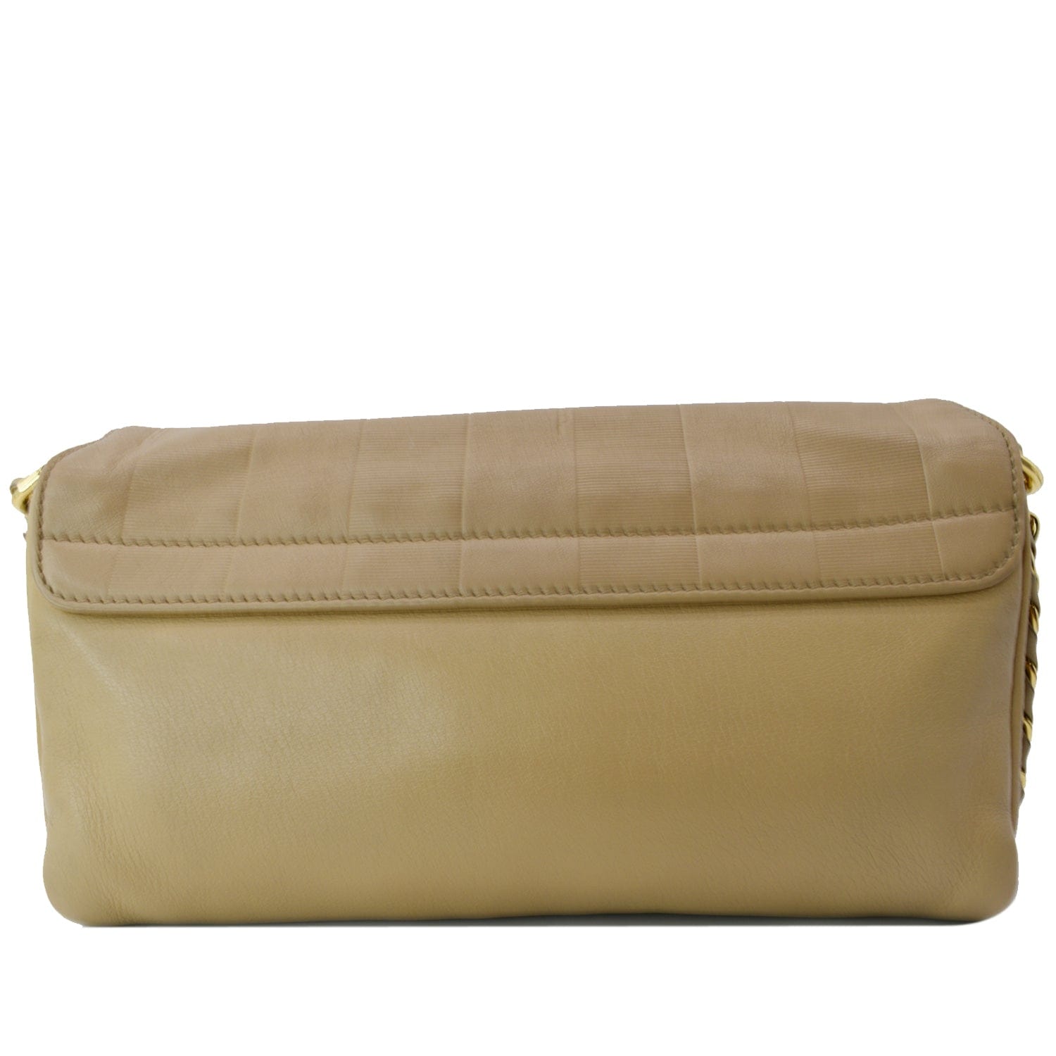 Fendi Claudia Pequin Embossed Wallet Crossbody Bag Leather Beige